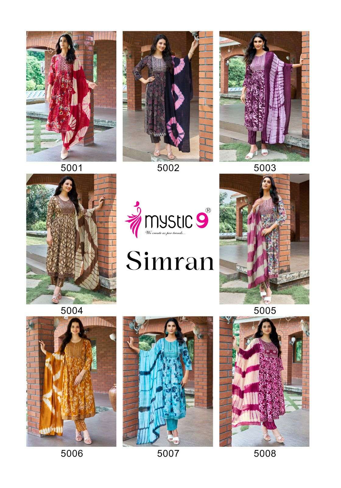  MYSTIC 9 SIMRAN VOL 5 NAIRA CUT PATTERN FANCY KURTI COMBO SET