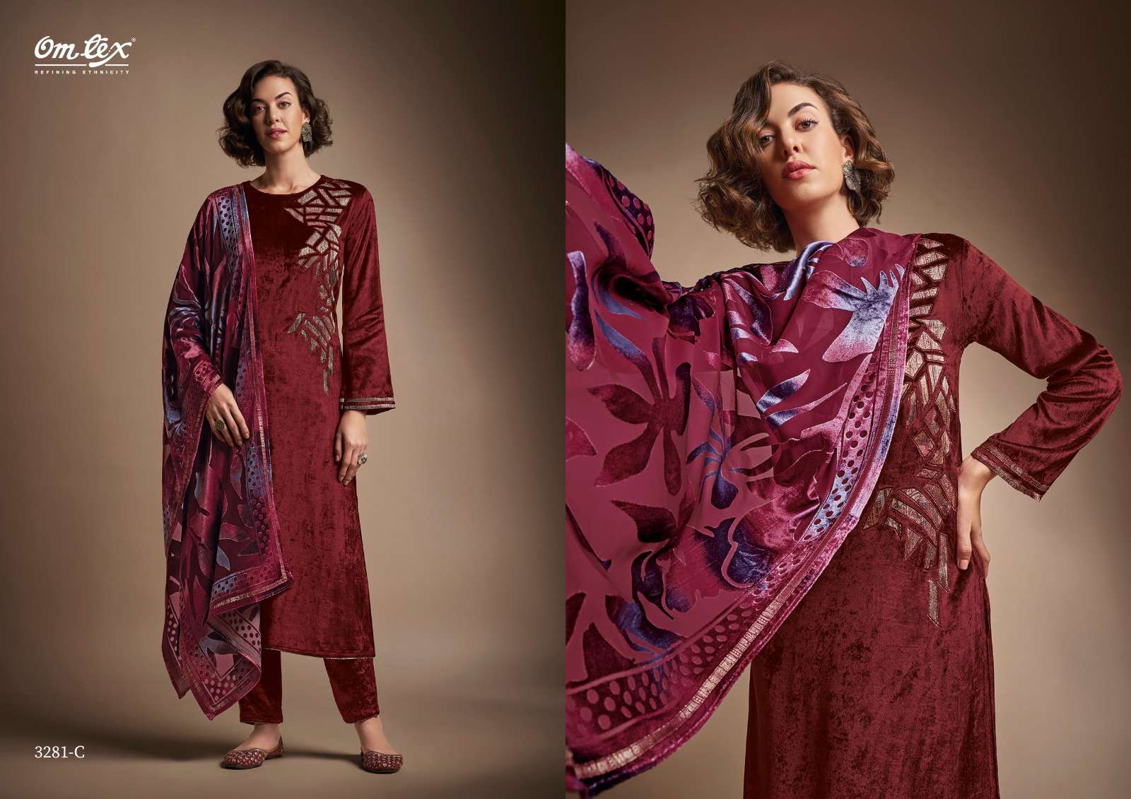OMTEX DAIRA VOL 2 VELVET FANCY DESIGNER WORK SUIT