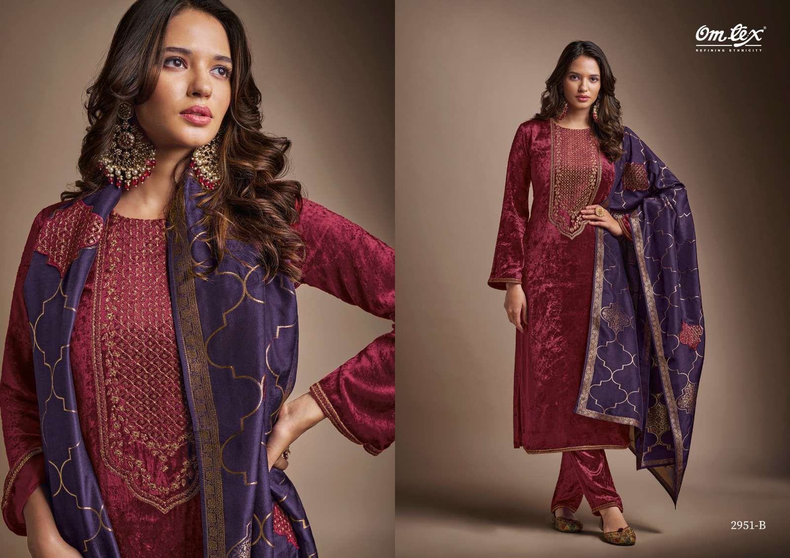 OMTEX RAKS VELVET EMBROIDERY DESIGNER HEAVY SUIT