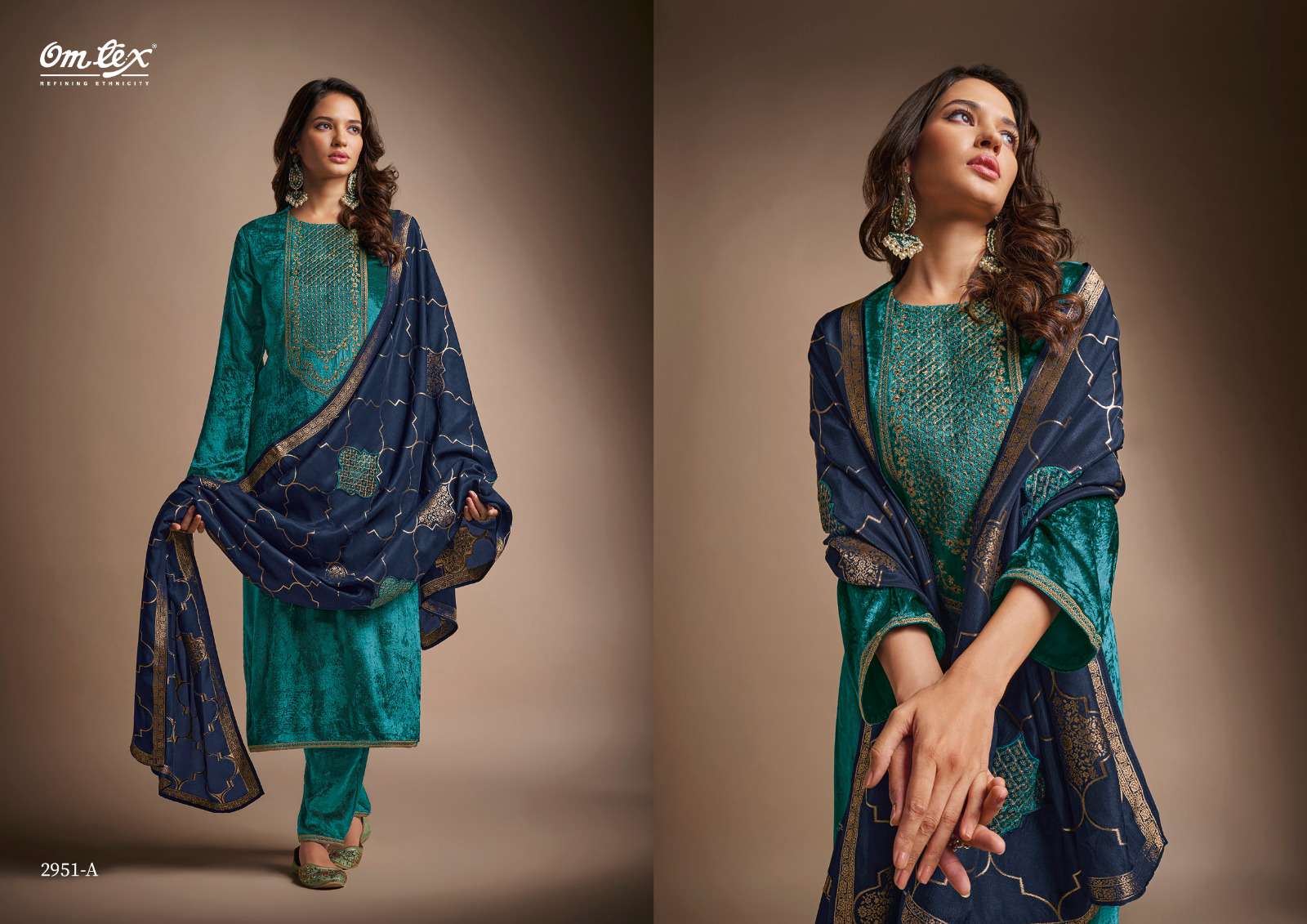 OMTEX RAKS VELVET EMBROIDERY DESIGNER HEAVY SUIT