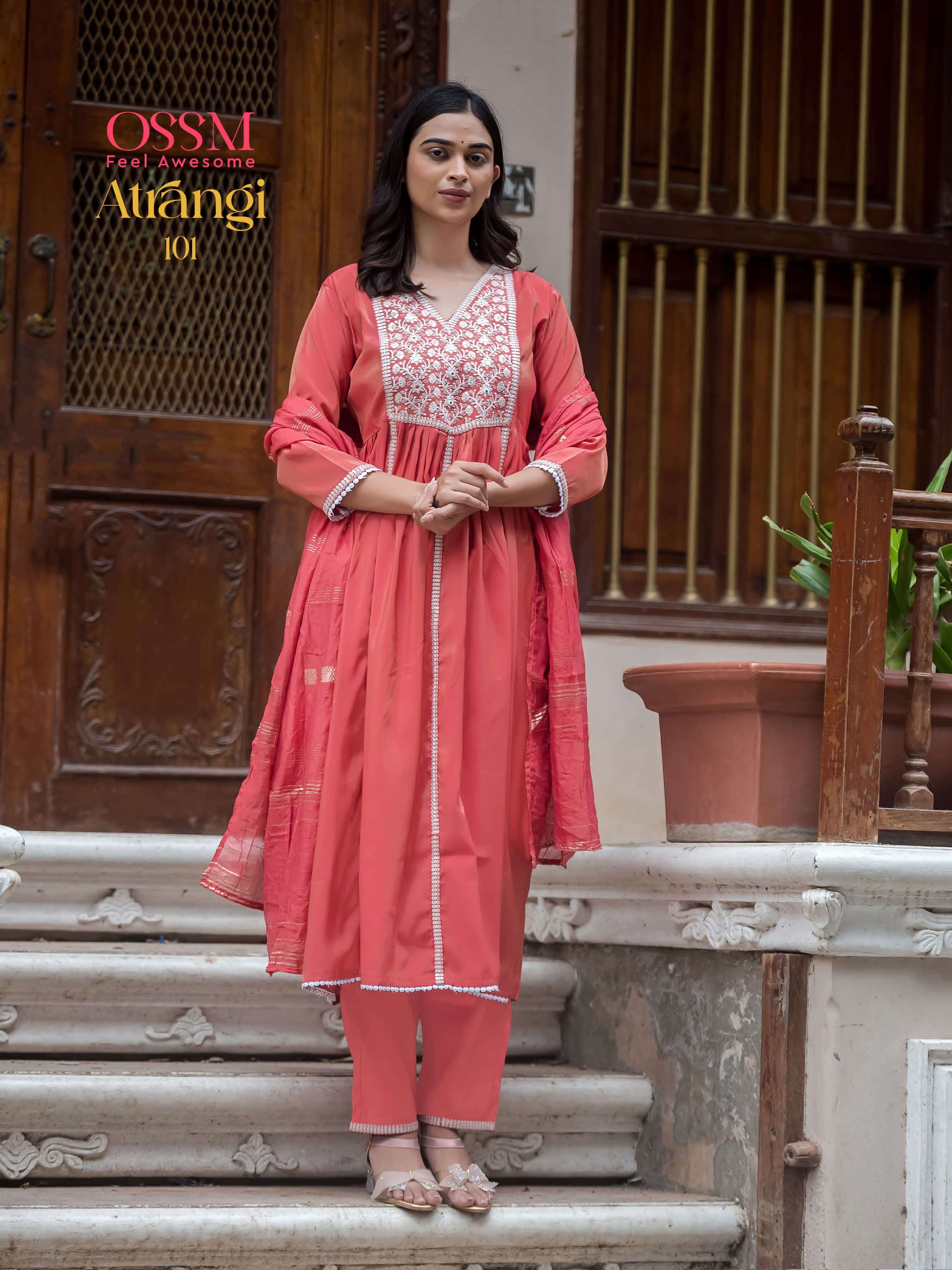 OSSM ATRANGI VISCOSE DESIGNER LADIES KURTI COMBO SET 