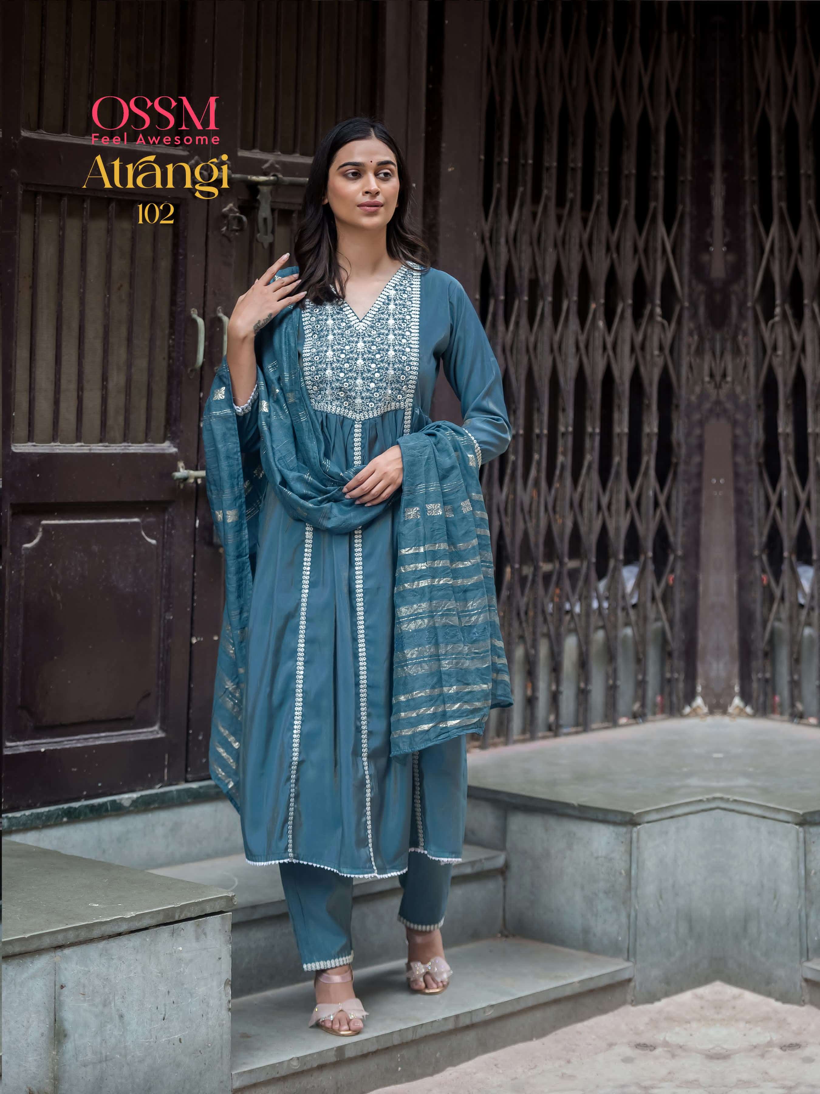 OSSM ATRANGI VISCOSE DESIGNER LADIES KURTI COMBO SET 