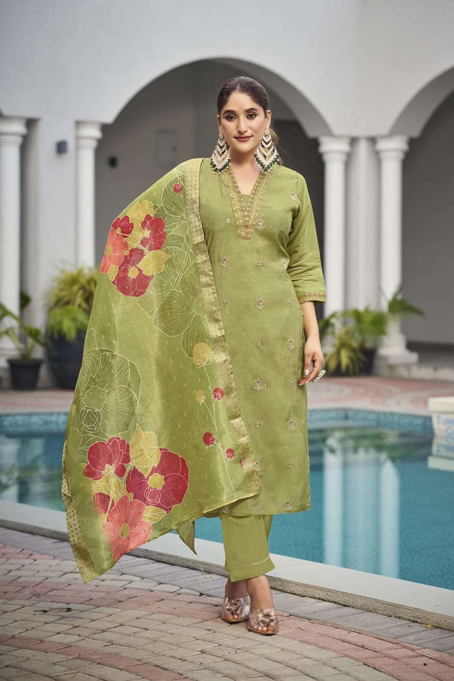 OSSM MILLIE SILK DESIGNER FANCY KURTI COMBO SET 