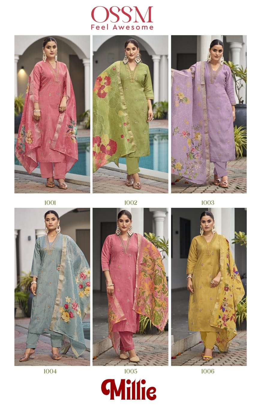 OSSM MILLIE SILK DESIGNER FANCY KURTI COMBO SET 