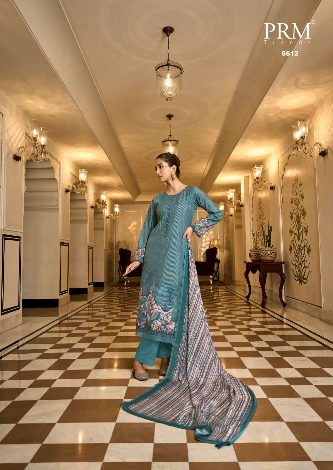 PRM TRENDZ ANEEKSHA MUSLIN SILK DIGITAL PRINT WITH FANCY WORK SUIT