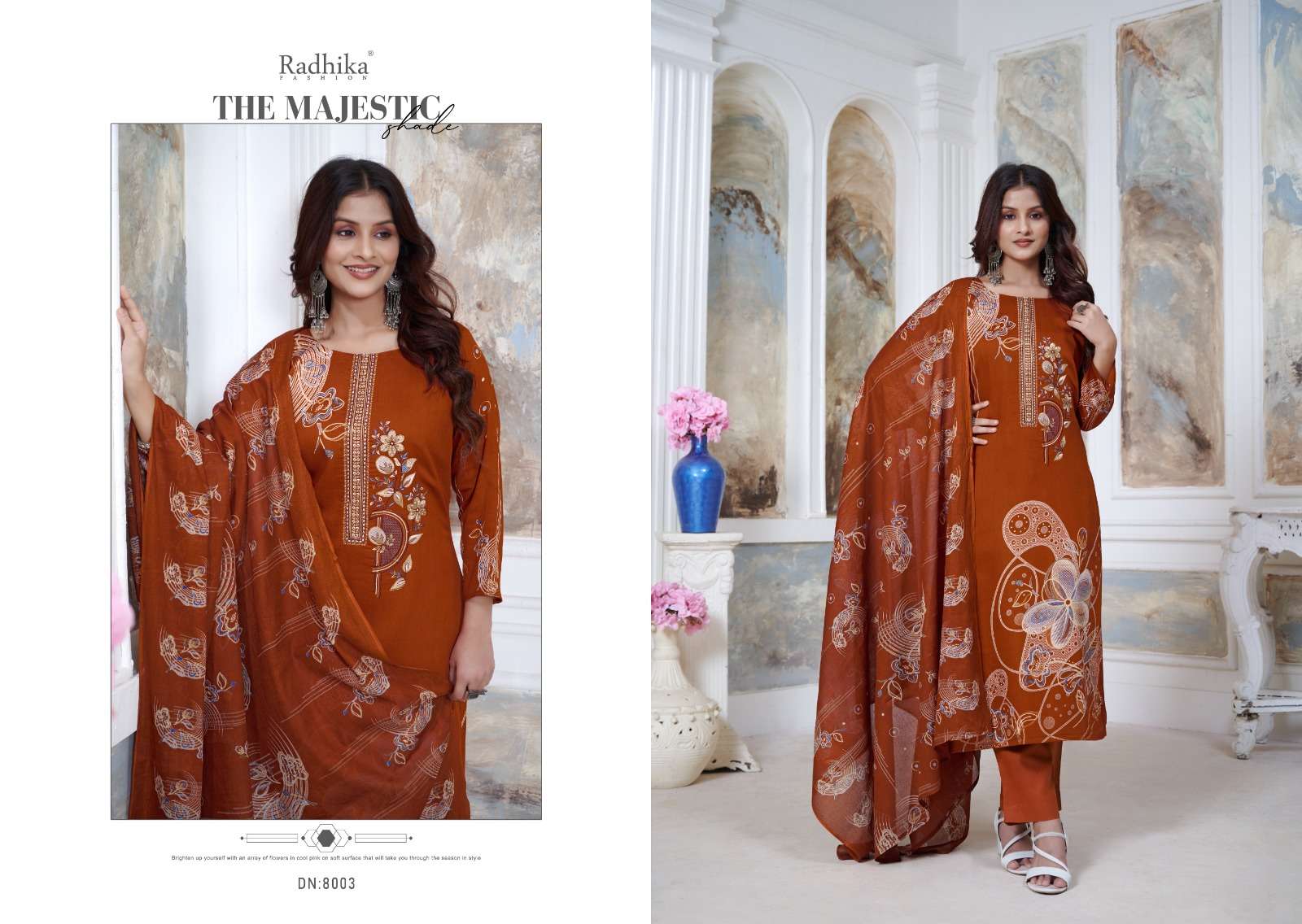 RADHIKA FASHION AZARA GULZAR JAM COTTON PRINT WITH FANCY WORK SUIT