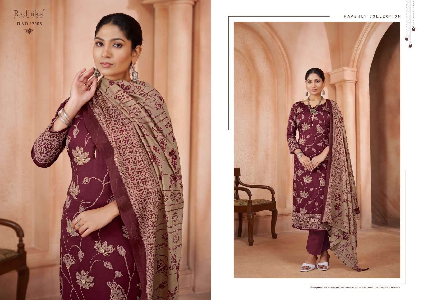 RADHIKA FASHION AZARA JESSIKA JAM COTTON DESIGNER PRINT WITH WORK SUIT