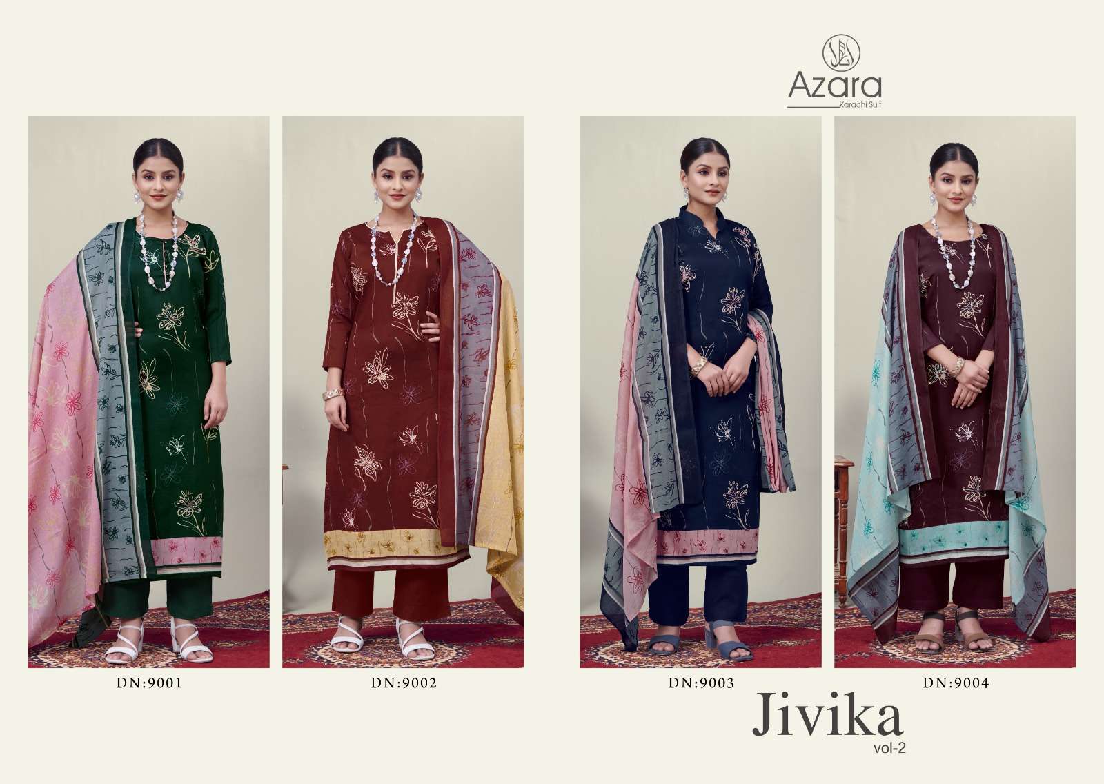 RADHIKA FASHION AZARA JIVIKA VOL 2 JAM COTTON PRINT WITH HAND WORK SUIT