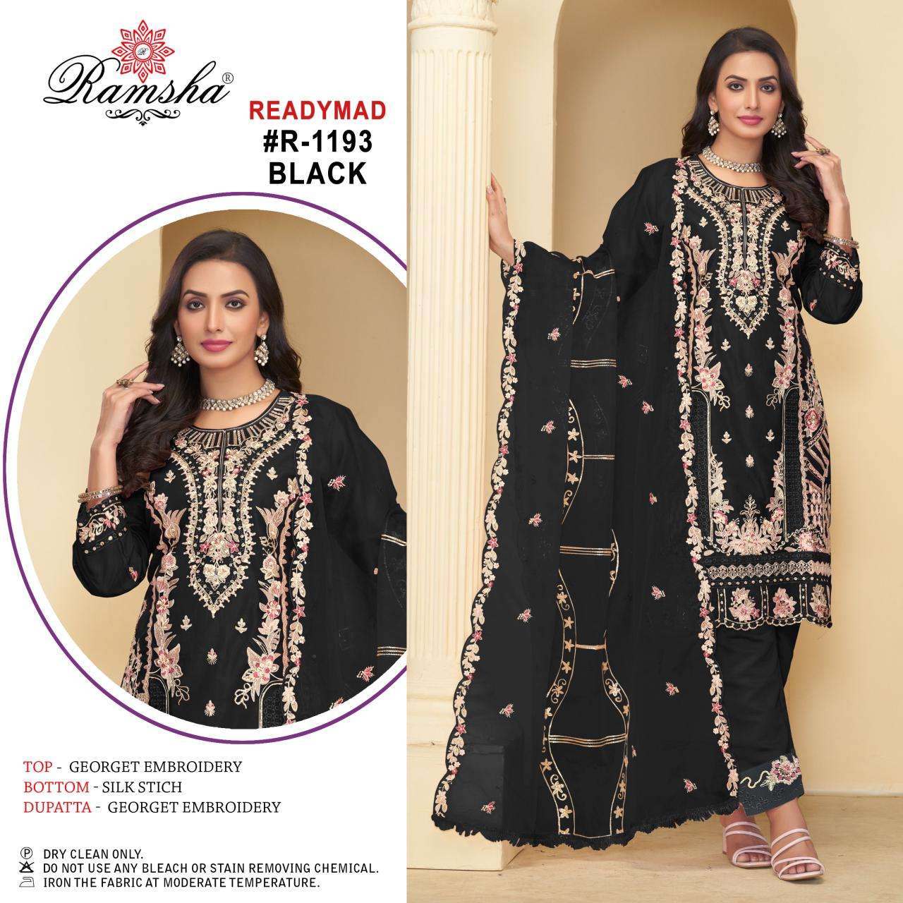 RAMSHA DESIGN NO - 1193 NX GEORGETTE HEAVY EMBROIDERY READYMADE PARTY WEAR SUIT 