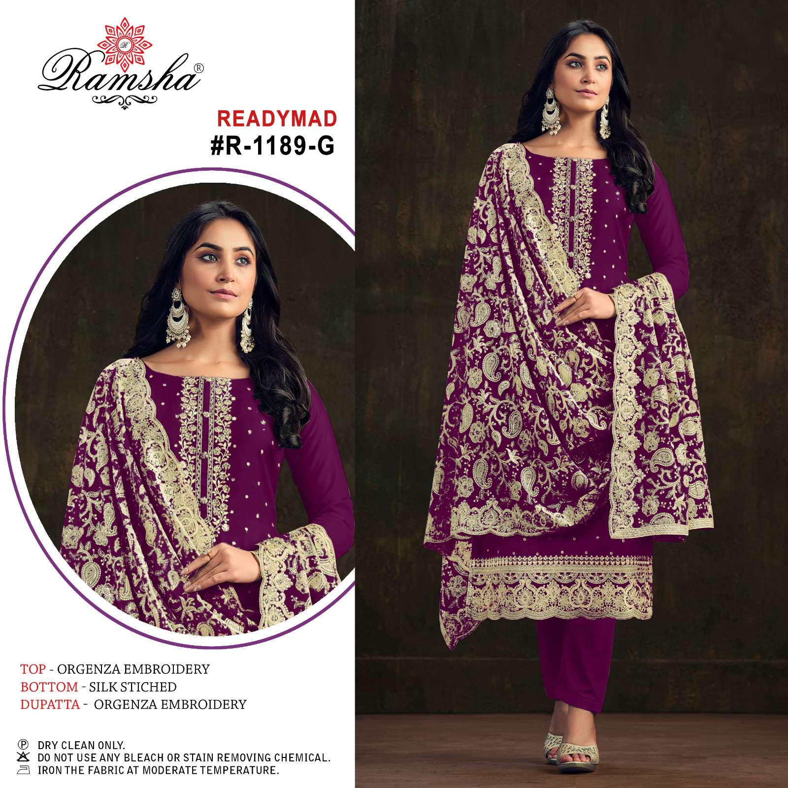 RAMSHA R 1189 BEAUTIFUL EMBROIDERY DESIGNER SUIT
