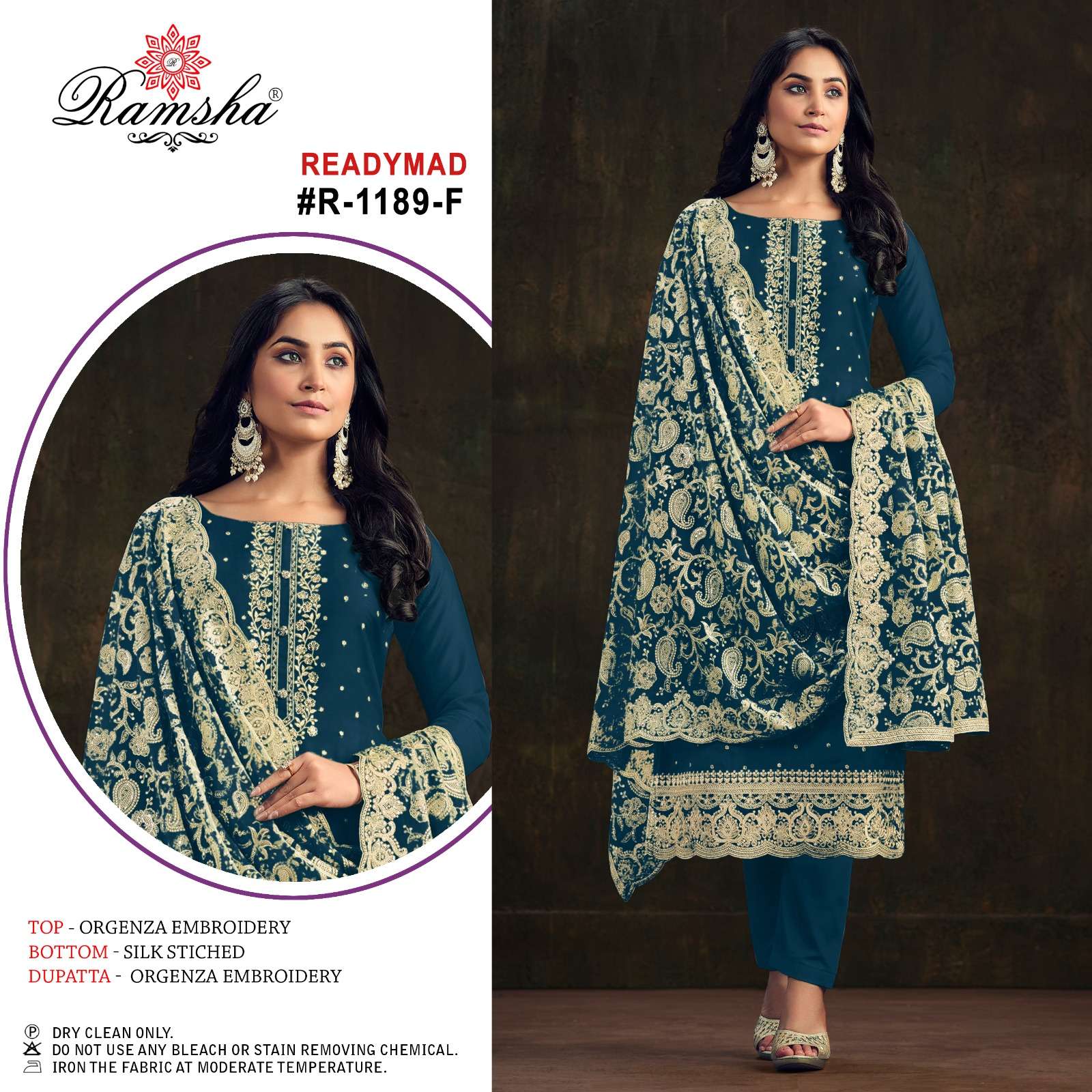 RAMSHA R 1189 BEAUTIFUL EMBROIDERY DESIGNER SUIT