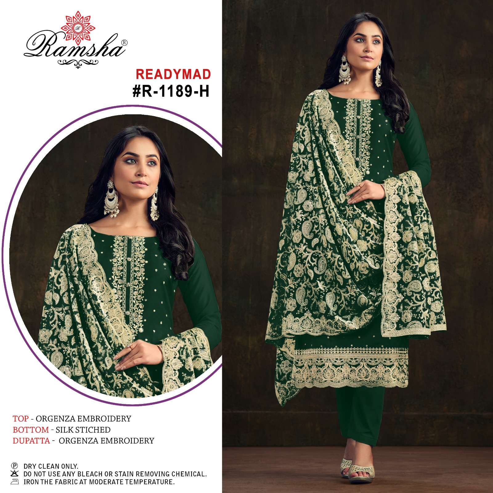 RAMSHA R 1189 BEAUTIFUL EMBROIDERY DESIGNER SUIT