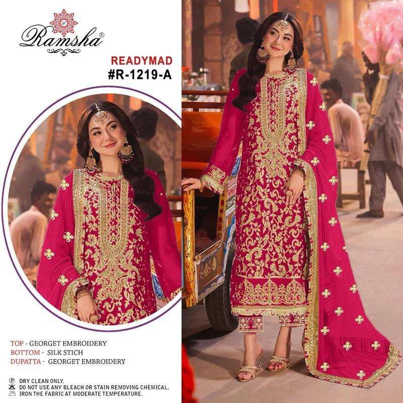 RAMSHA R 1219 GEORGETTE HEAVY EMBROIDERY DESIGNER SUIT