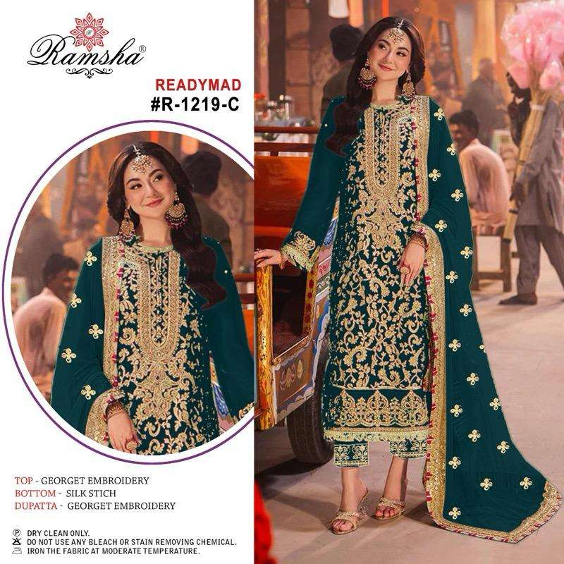 RAMSHA R 1219 GEORGETTE HEAVY EMBROIDERY DESIGNER SUIT