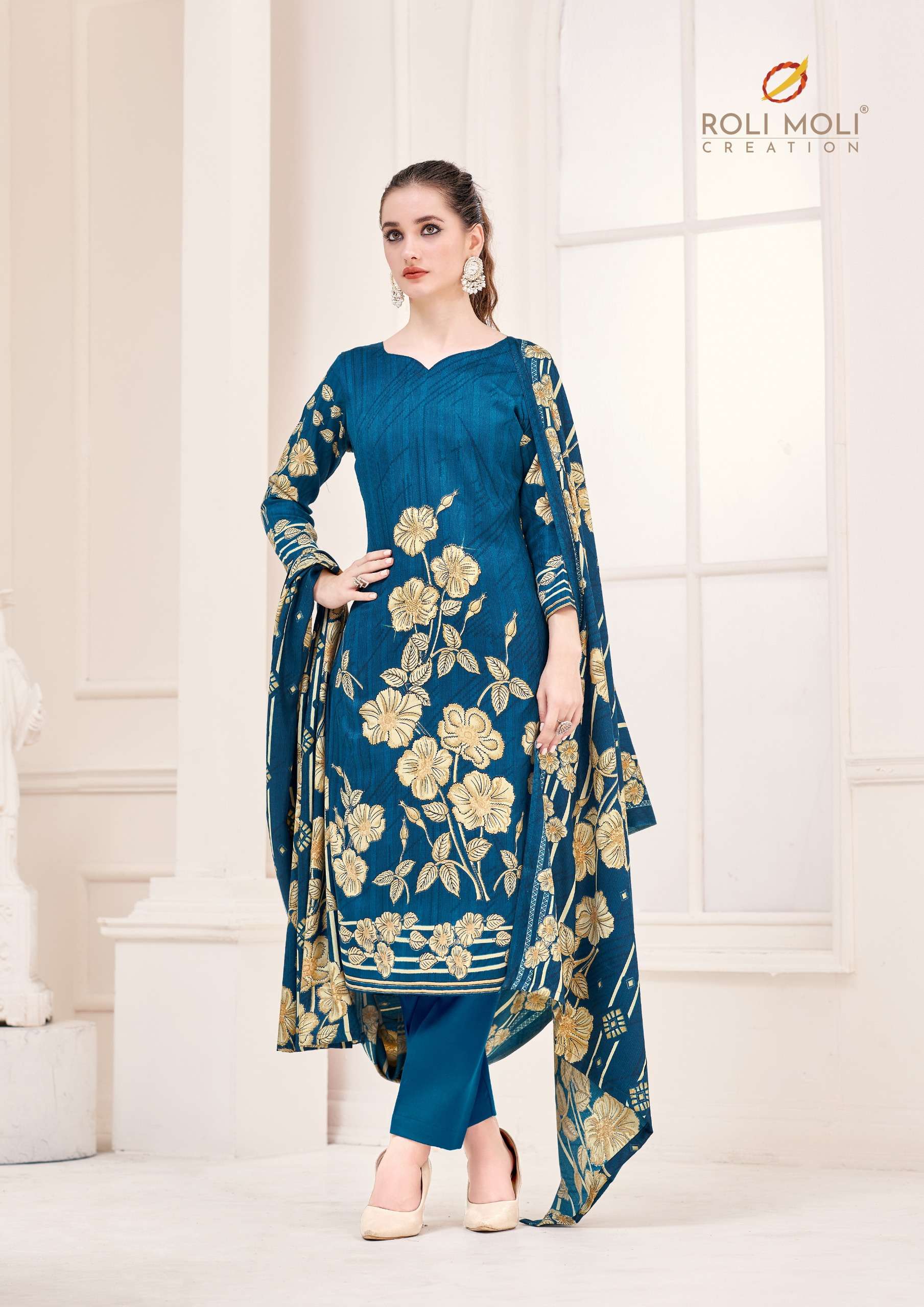 ROLI MOLI CREATION NUSRAT PASHMINA PRINTED WITH WORK SUIT