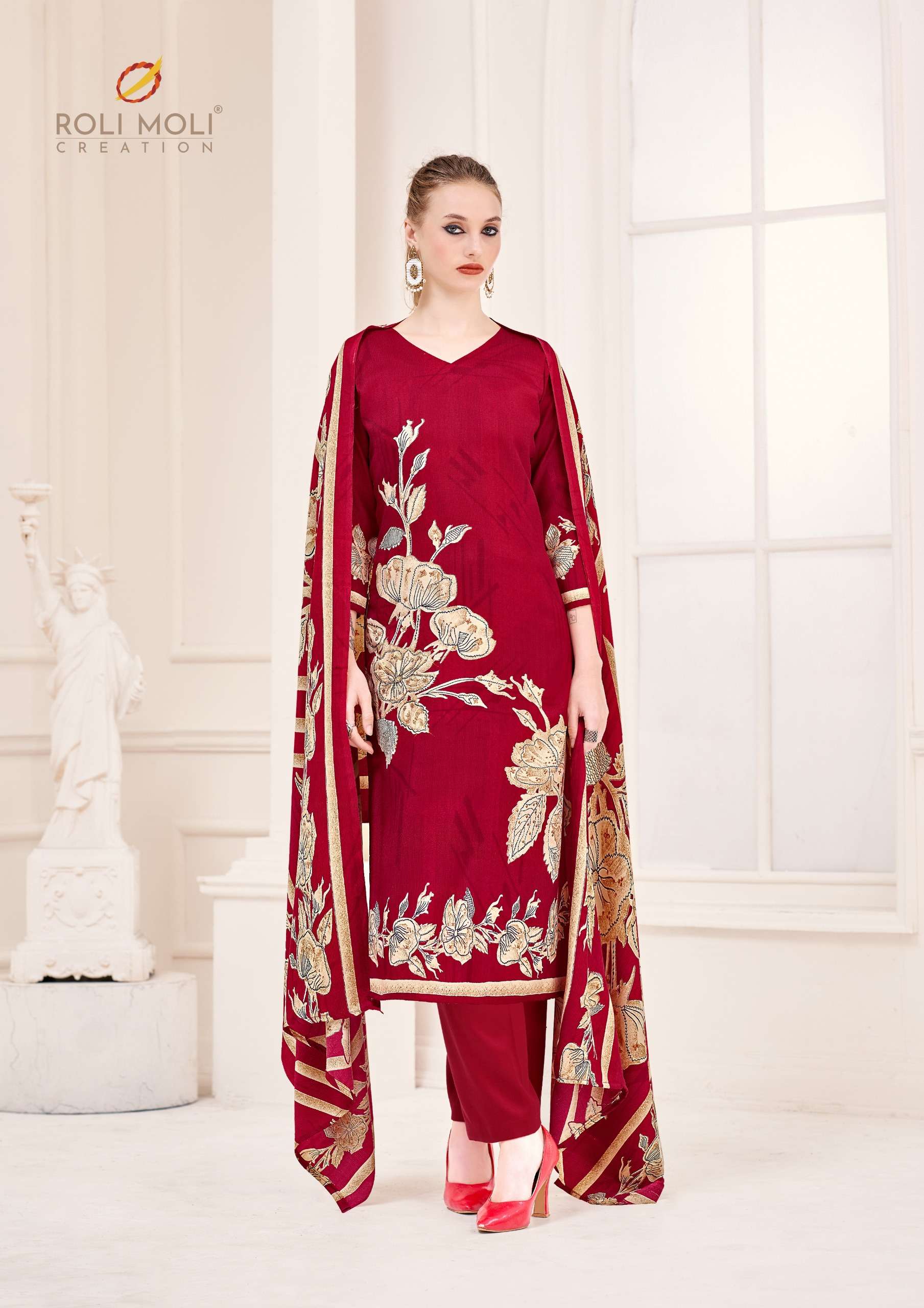 ROLI MOLI CREATION NUSRAT PASHMINA PRINTED WITH WORK SUIT
