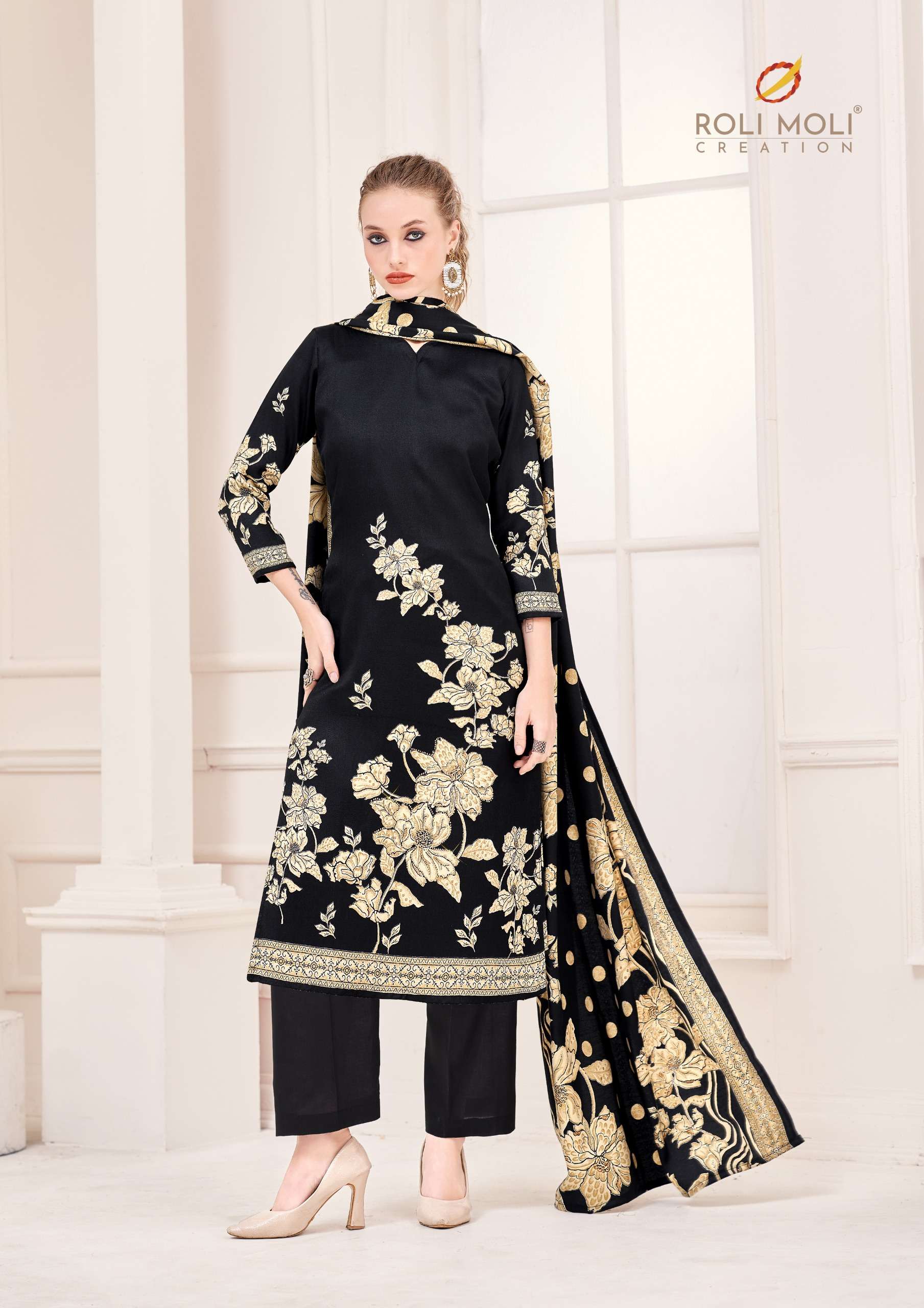 ROLI MOLI CREATION NUSRAT PASHMINA PRINTED WITH WORK SUIT