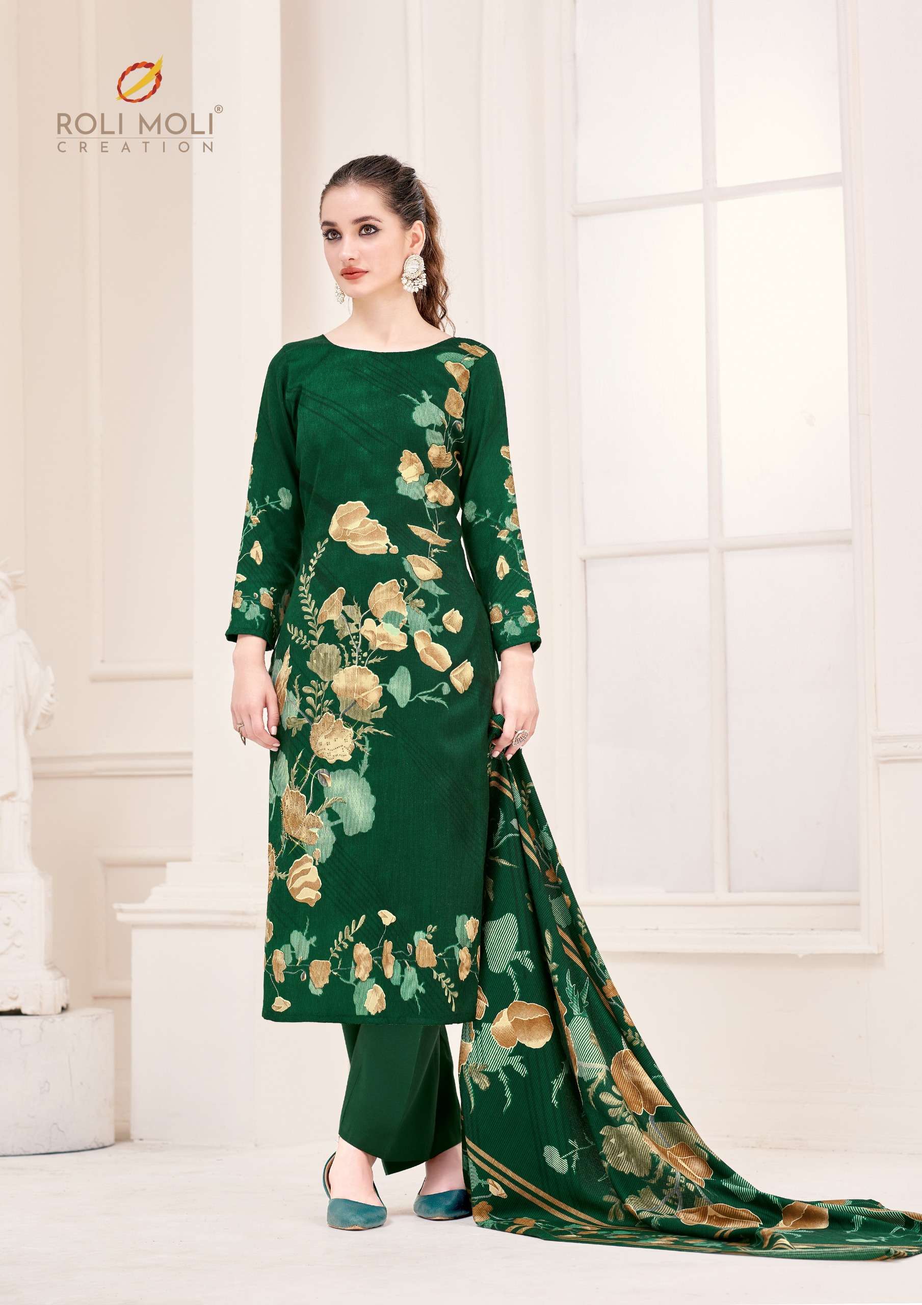 ROLI MOLI CREATION NUSRAT PASHMINA PRINTED WITH WORK SUIT