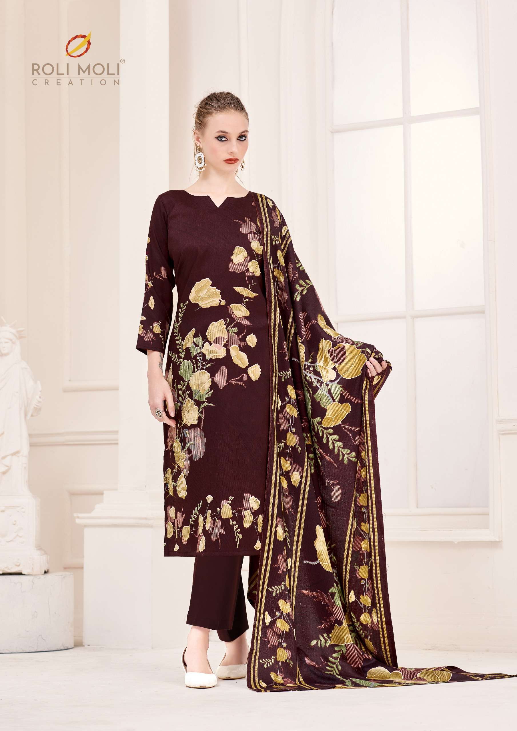 ROLI MOLI CREATION NUSRAT PASHMINA PRINTED WITH WORK SUIT