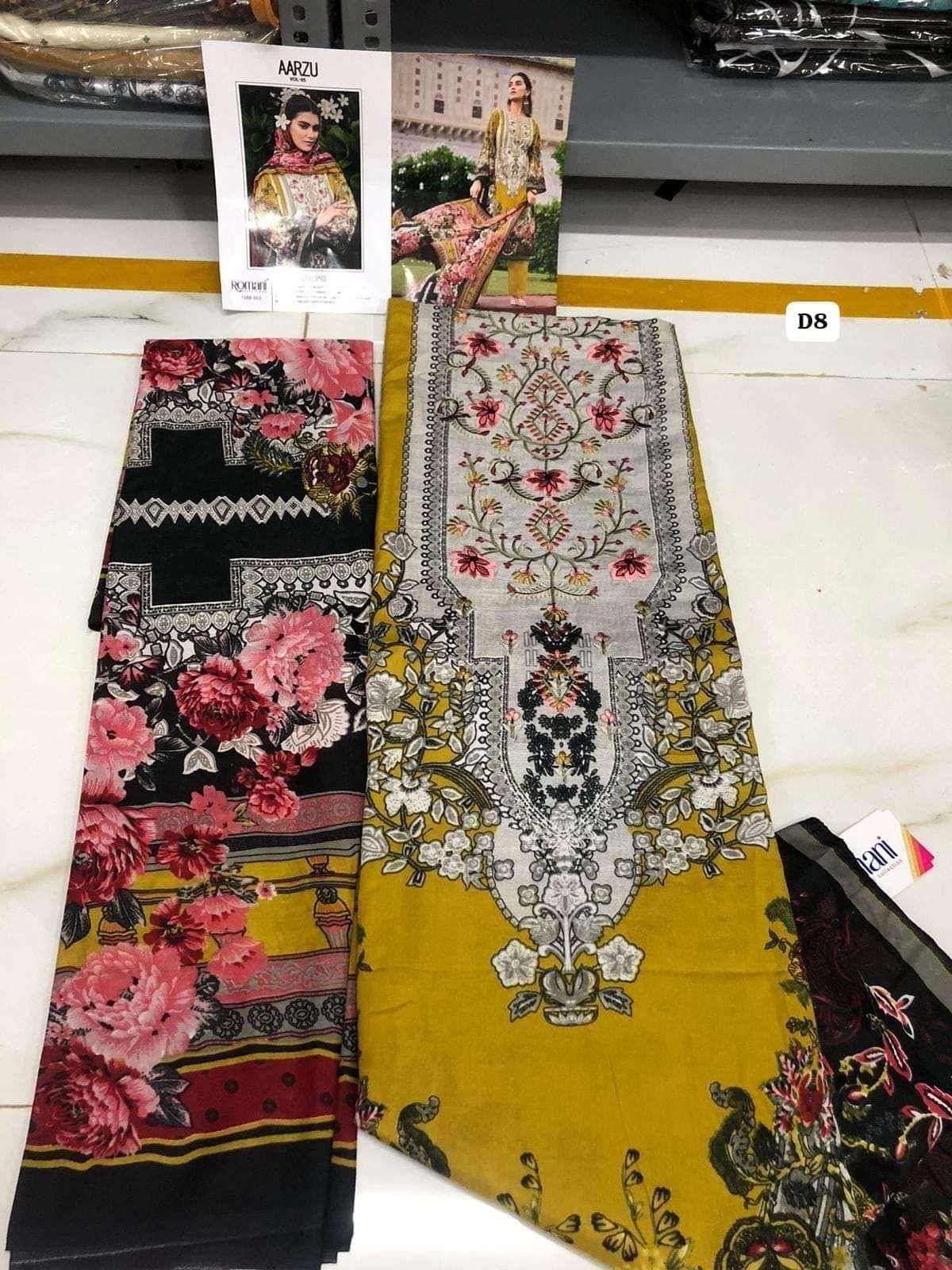 ROMANI AARZU VOL 5 COTTON DIGITAL STYLE PRINTS FANCY WORK SUIT