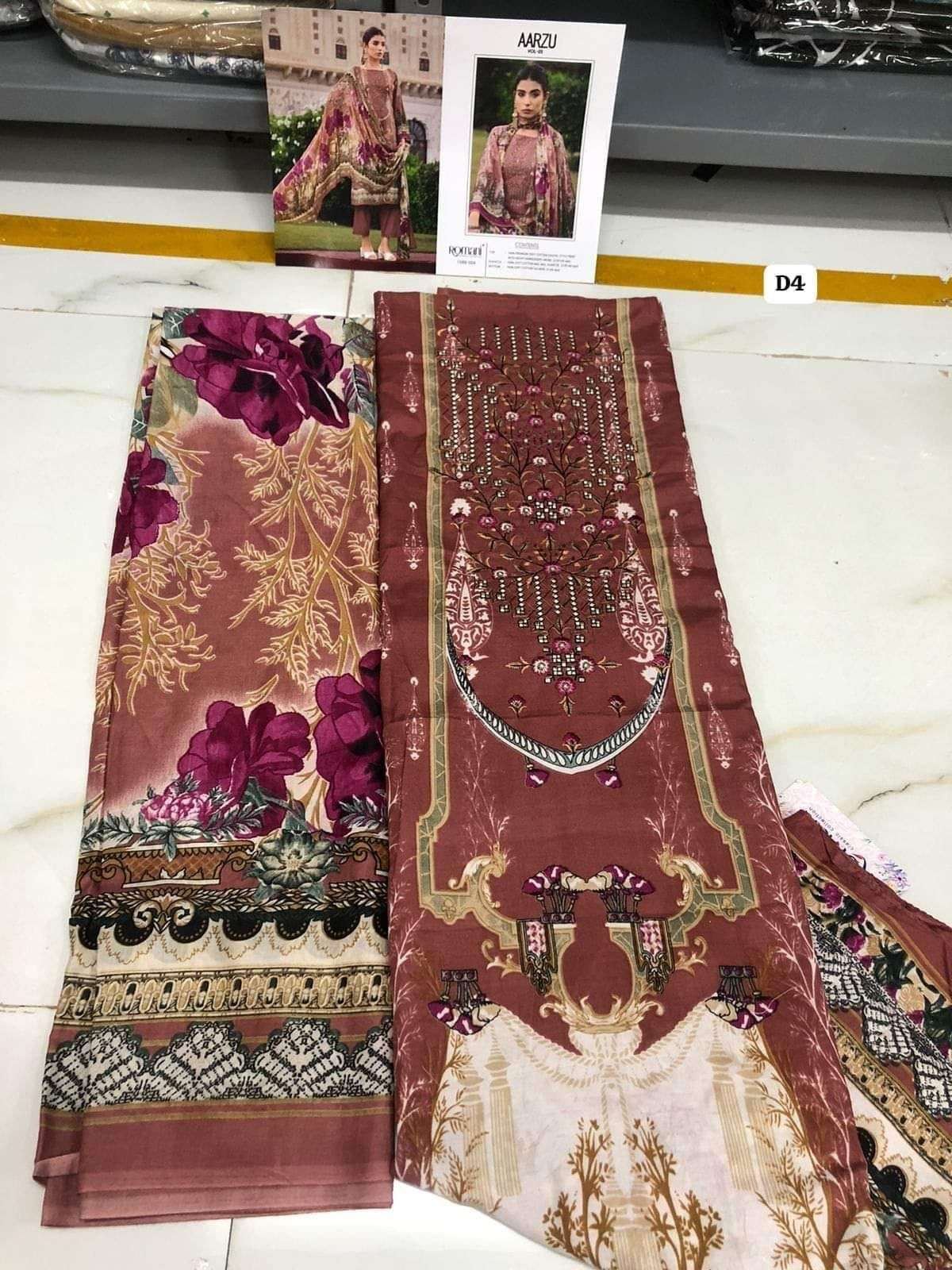 ROMANI AARZU VOL 5 COTTON DIGITAL STYLE PRINTS FANCY WORK SUIT
