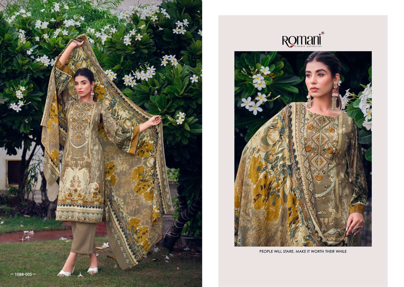 ROMANI AARZU VOL 5 COTTON DIGITAL STYLE PRINTS FANCY WORK SUIT