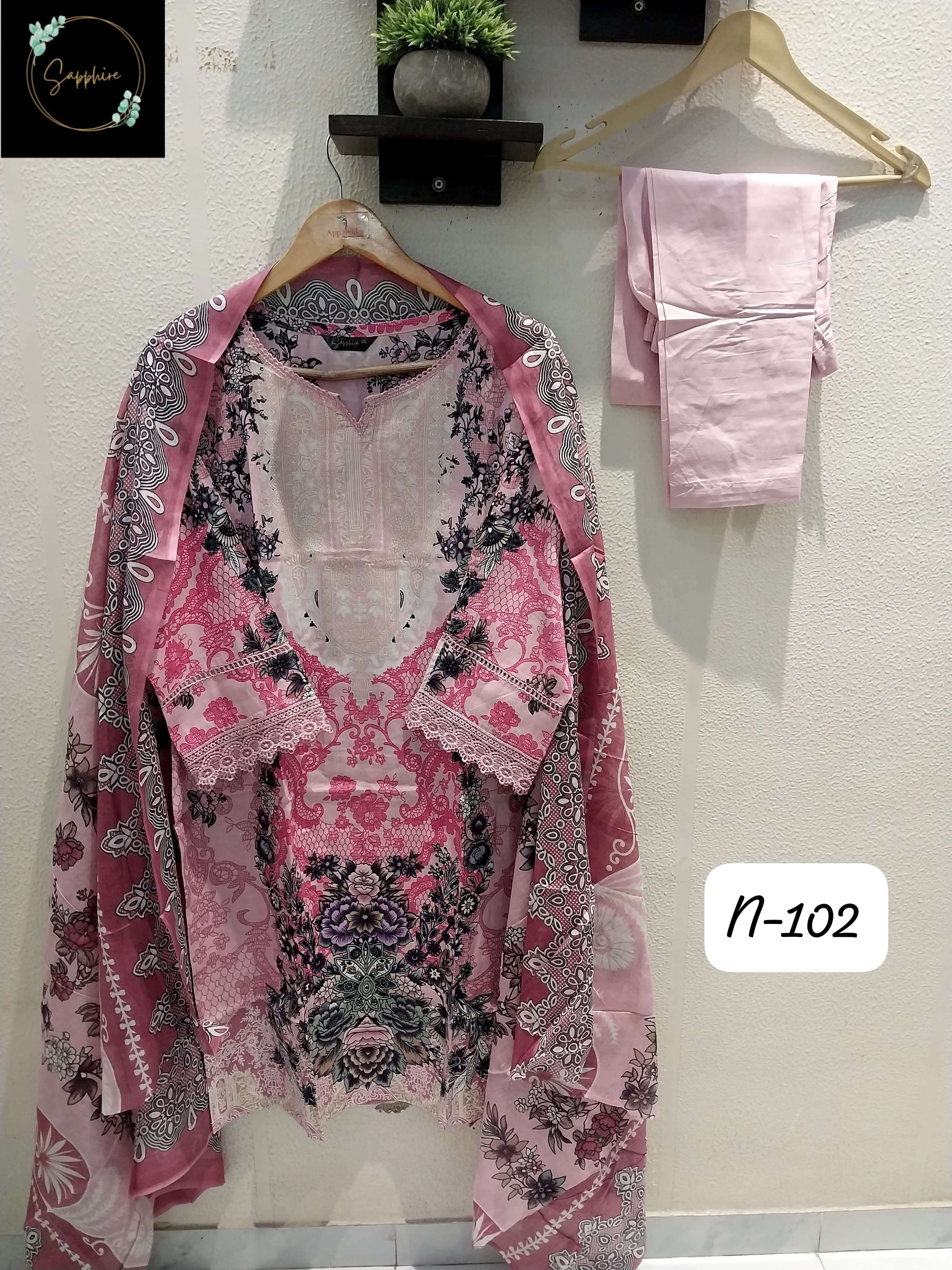 SAPPHIRE AGHA NOORAIN 102 LAWN COTTON PAKISTANI SUIT