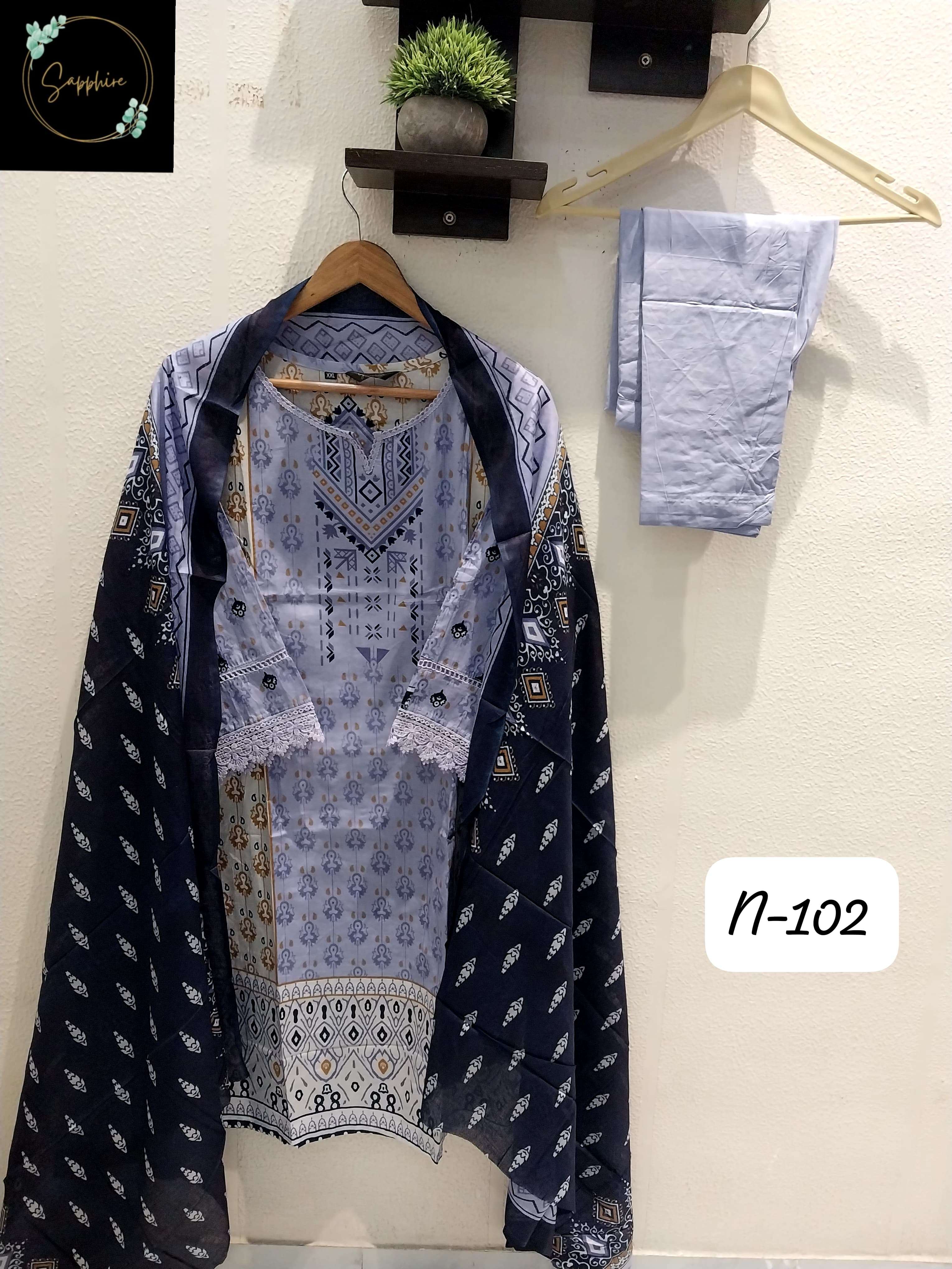 SAPPHIRE AGHA NOORAIN 102 LAWN COTTON PAKISTANI SUIT