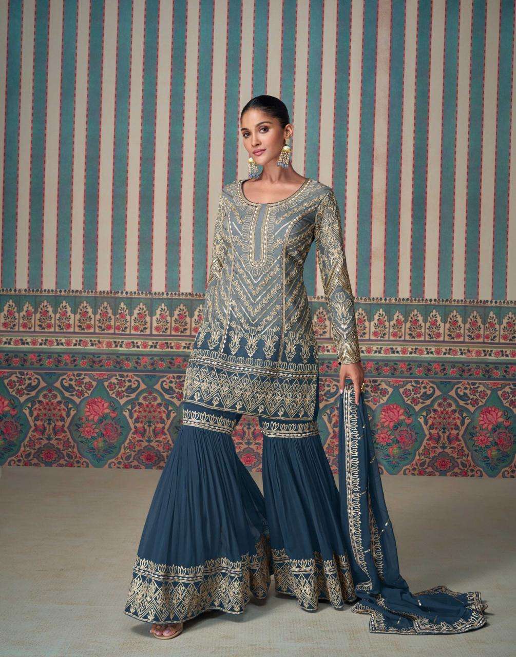 SAYURI DESIGNER NIKHAR HEAVY ELEGANT DESIGNER PARTY WEAR SHARARA SUIT