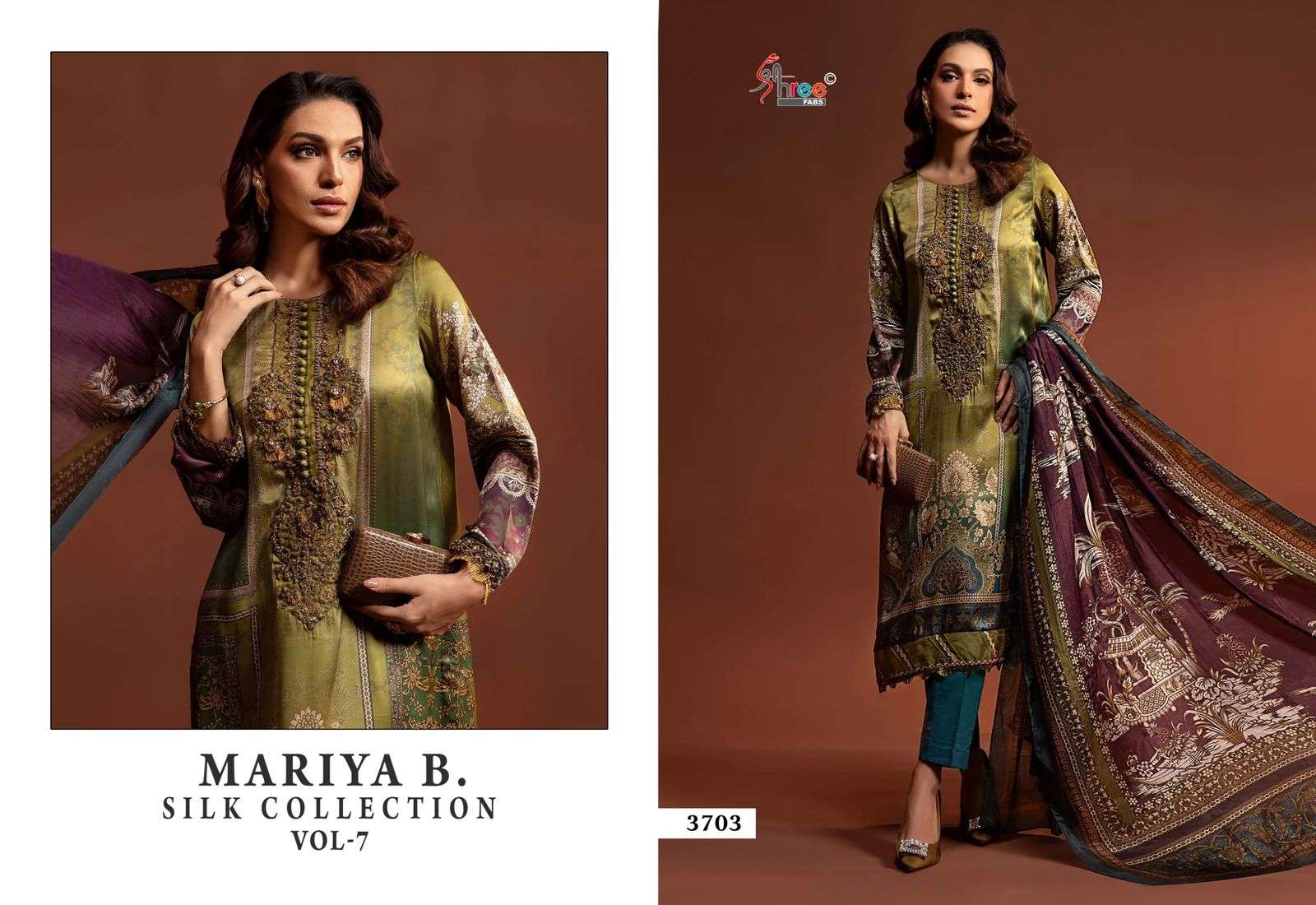 SHREE FABS MARIA B SILK COLECTION SATIN DESIGNER SALWAR KAMEEZ 