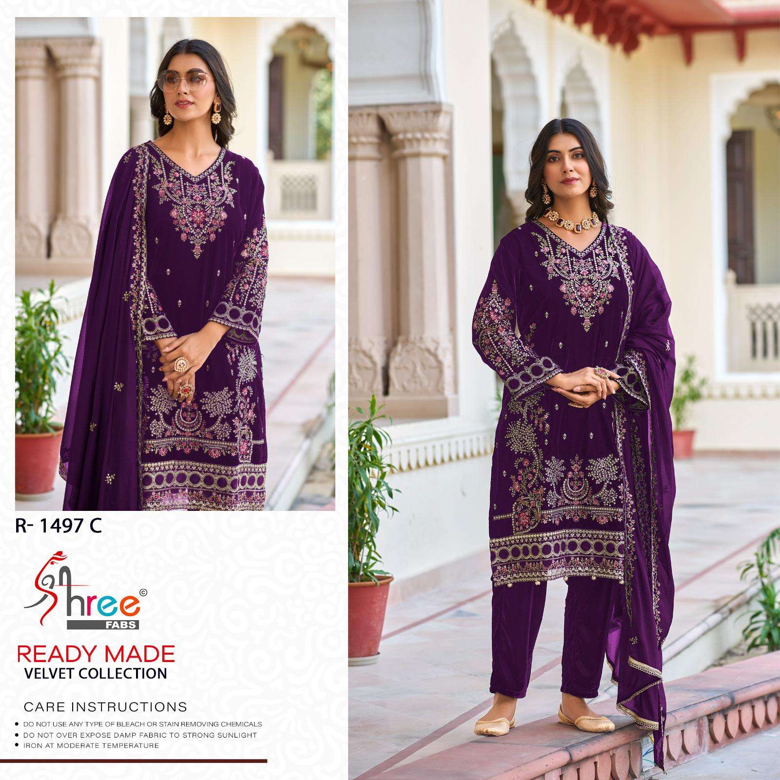 SHREE FABS R 1497 VELVET HEAVY EMBROIDERED PAKISTANI SUIT