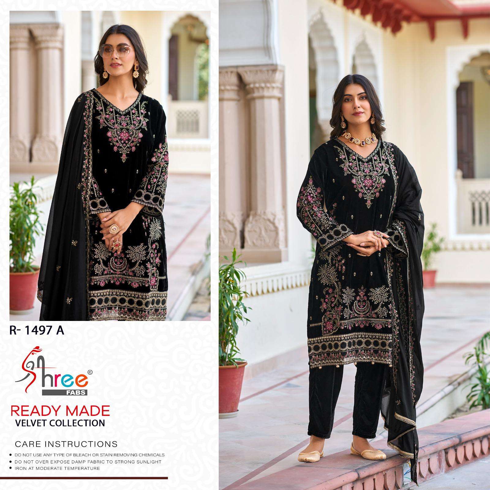 SHREE FABS R 1497 VELVET HEAVY EMBROIDERED PAKISTANI SUIT