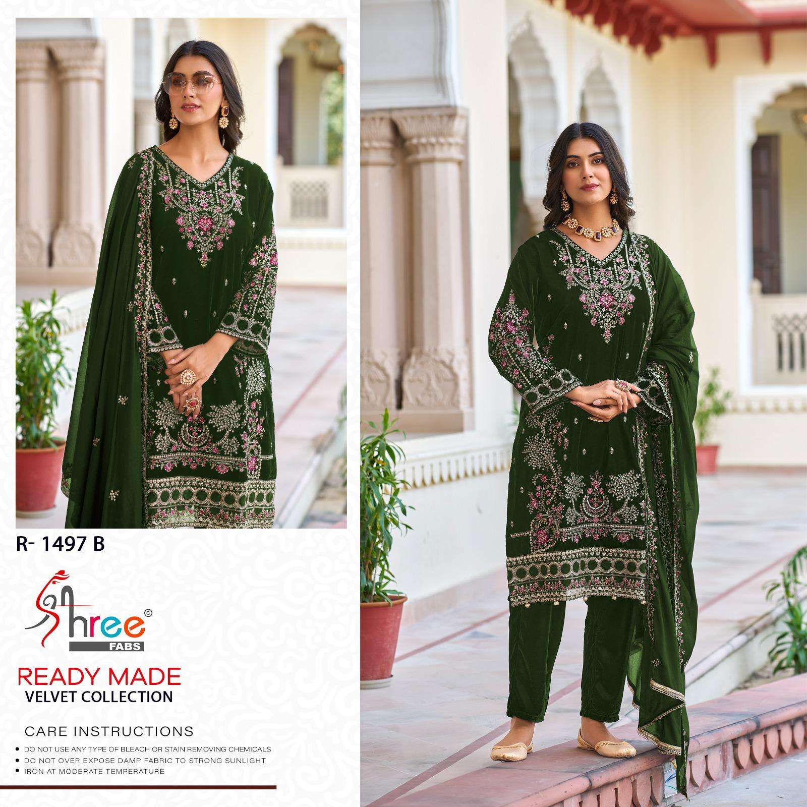 SHREE FABS R 1497 VELVET HEAVY EMBROIDERED PAKISTANI SUIT