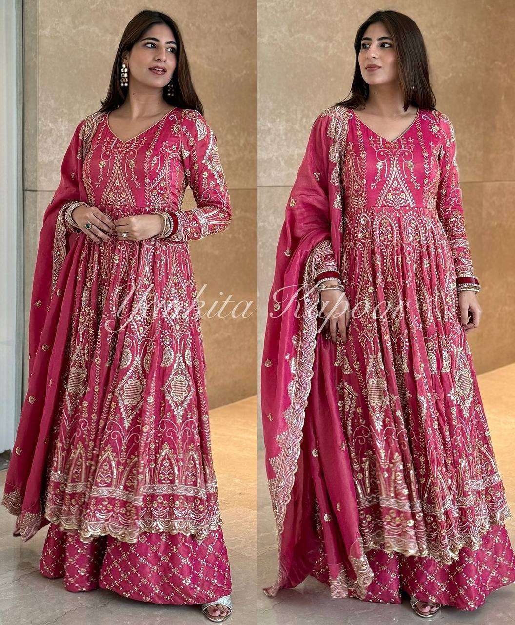SR 1651 HEAVY DESIGNER GOWN WITH SHARARA AND DUPATTA 