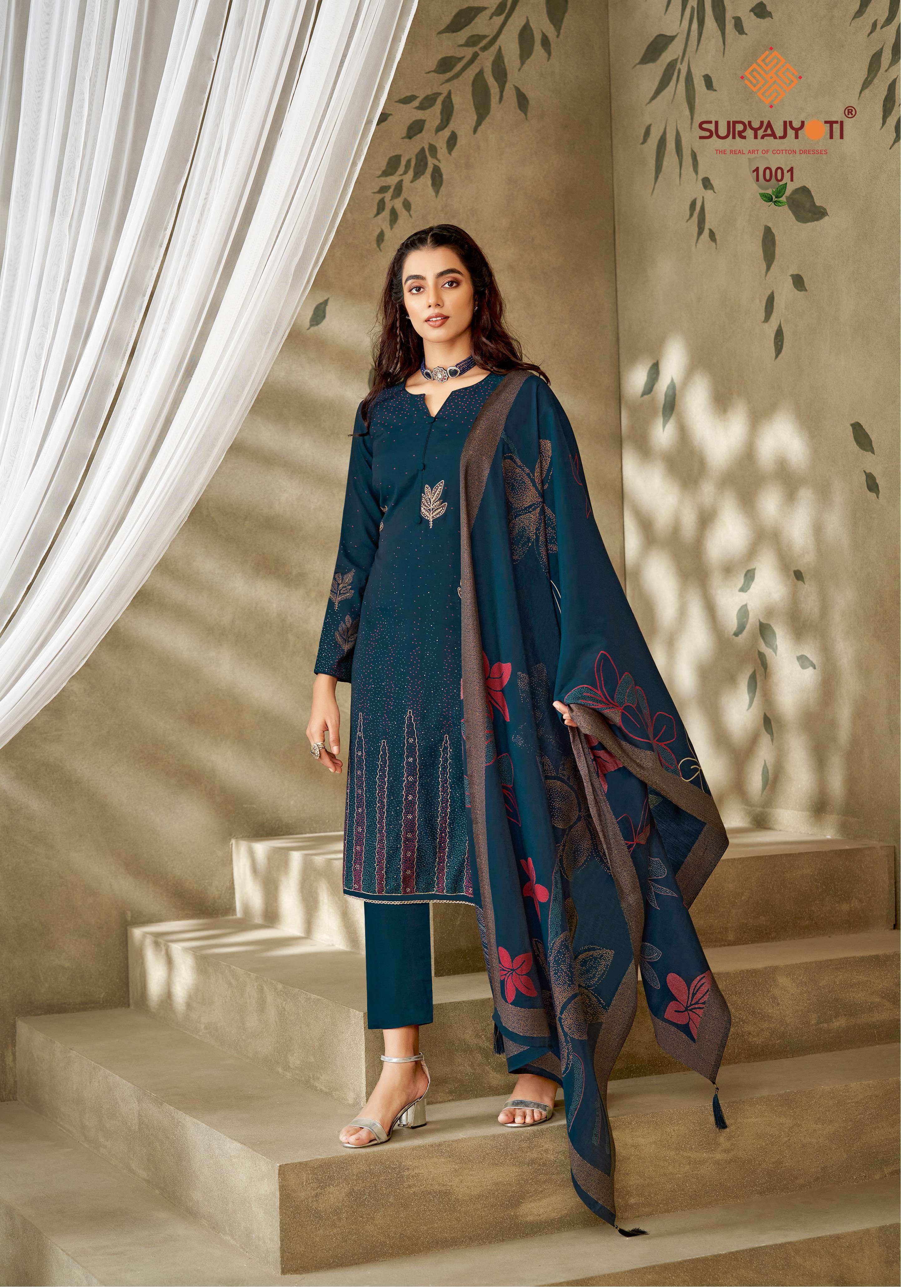 SURYAJYOTI  KYLIE VOL 1 MODAL FABRICS FANCY WORKS SUIT