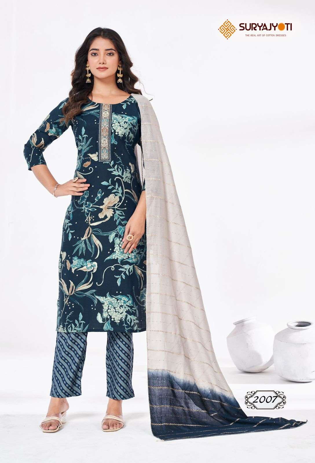 SURYAJYOTI NYKAA VOL 2 MODAL PRINT FABRIC FANCY KURTI COMBO SET 
