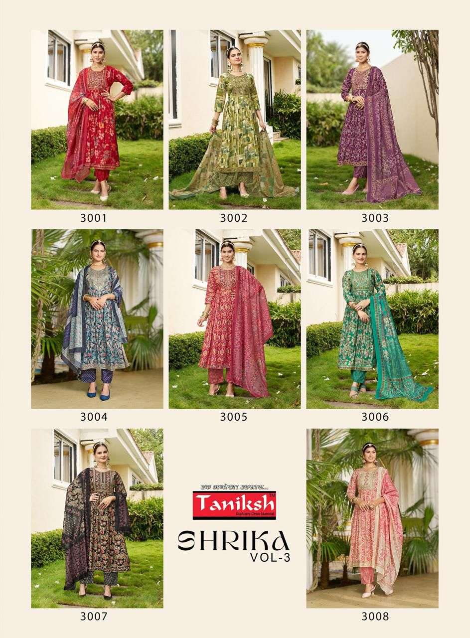 TANIKSH SHRIKA VOL 3 FANCY NAIRA CUT PATTERN KURTI COMBO SET 