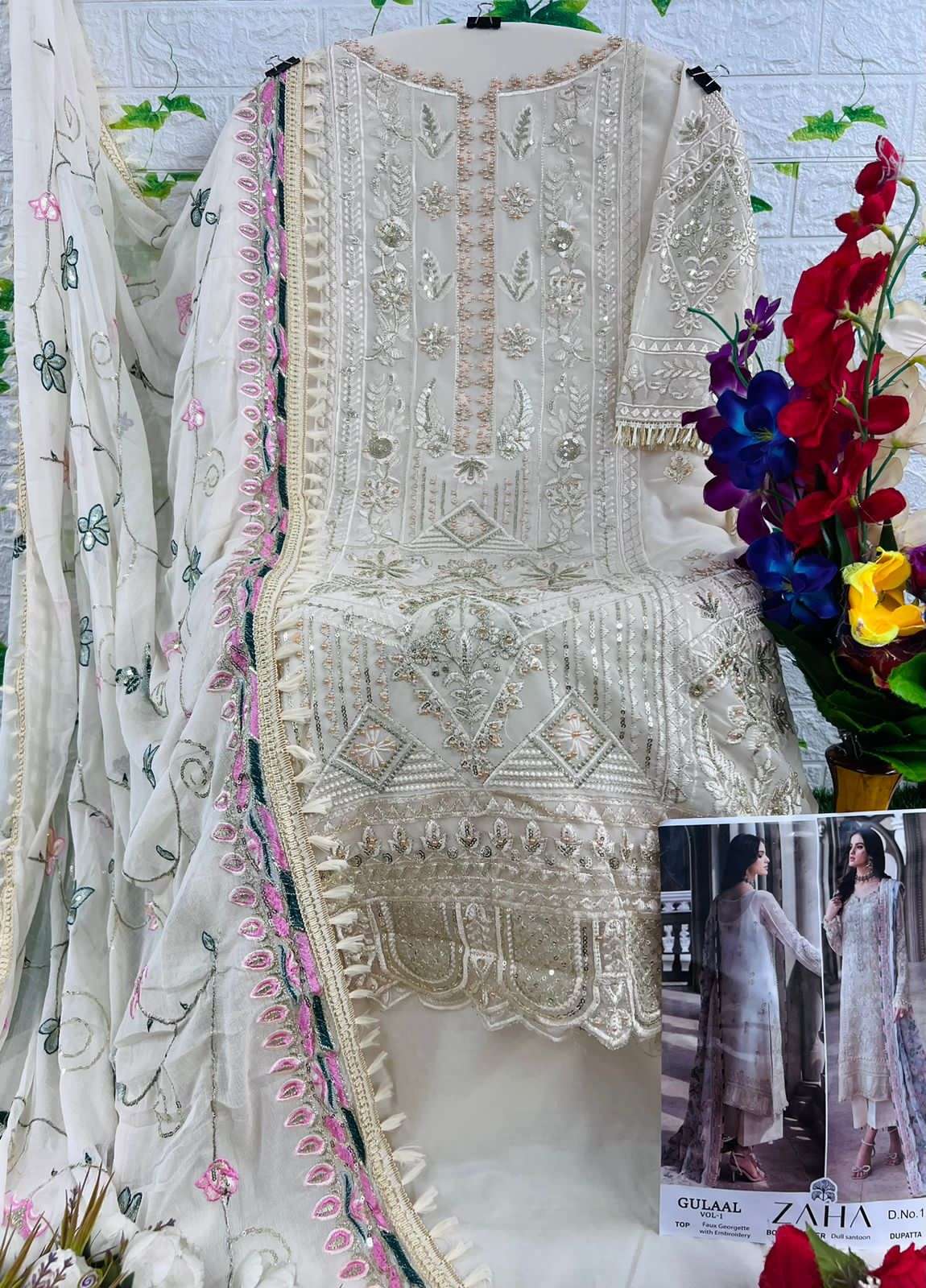 ZAHA GULAAL-VOL-1 SUPER HIT DESIGN NO-10145 HEAVY EMBROIDERED PARTY WEAR SUIT