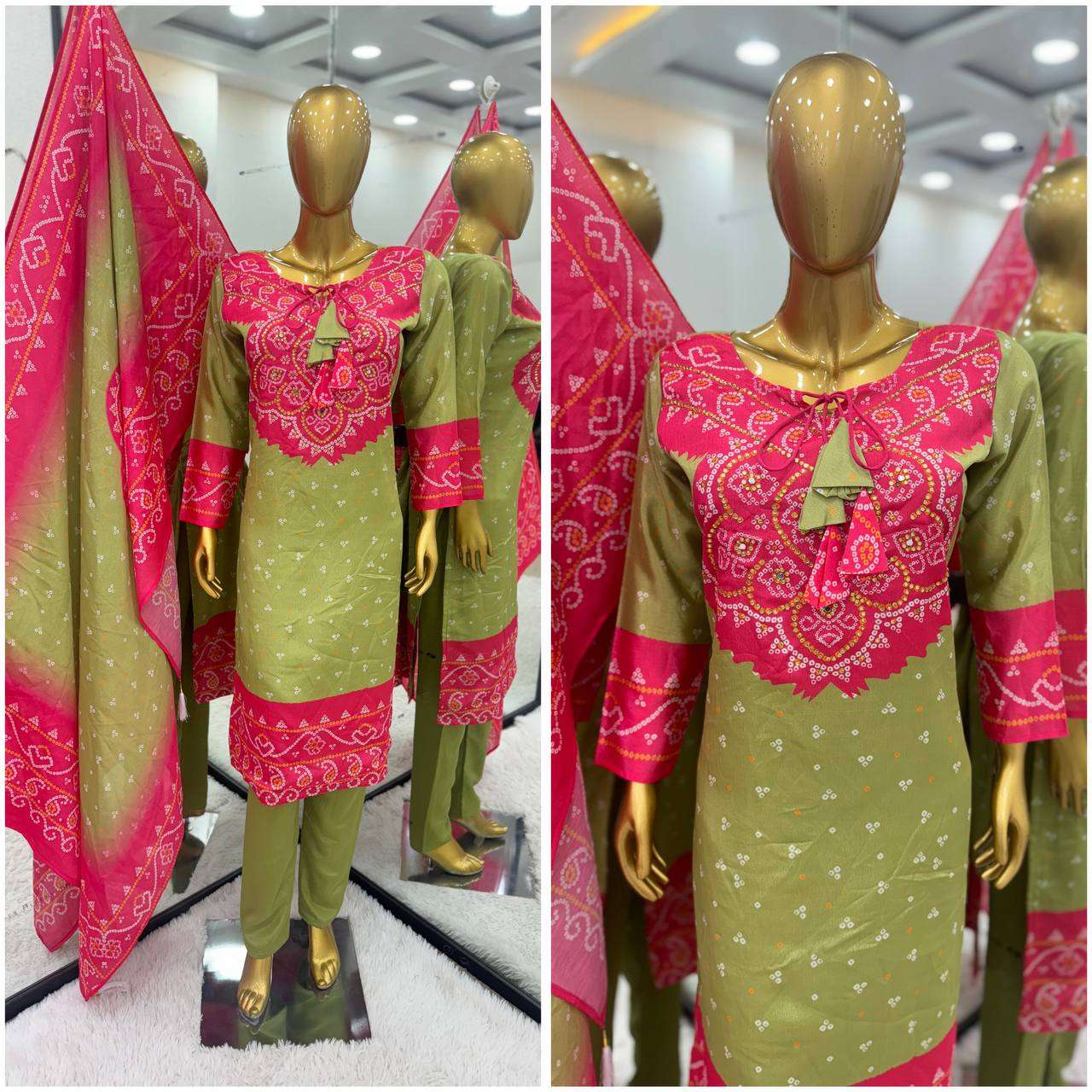 ZSR 3092 SILK DIGITAL PRINT WITH FANCY DESIGNER WORK SUIT