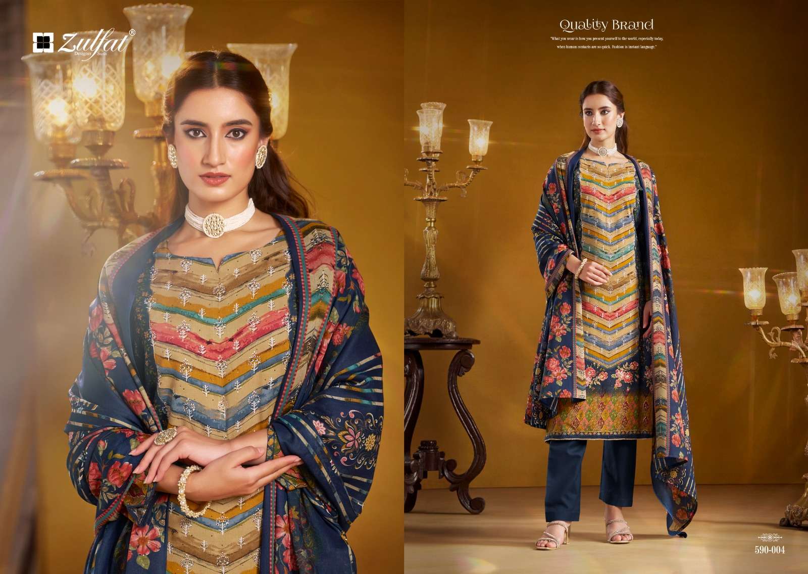 ZULFAT DESIGNER SUITS AAYAT RAYON PRINTS WITH FANCY WORK SUIT
