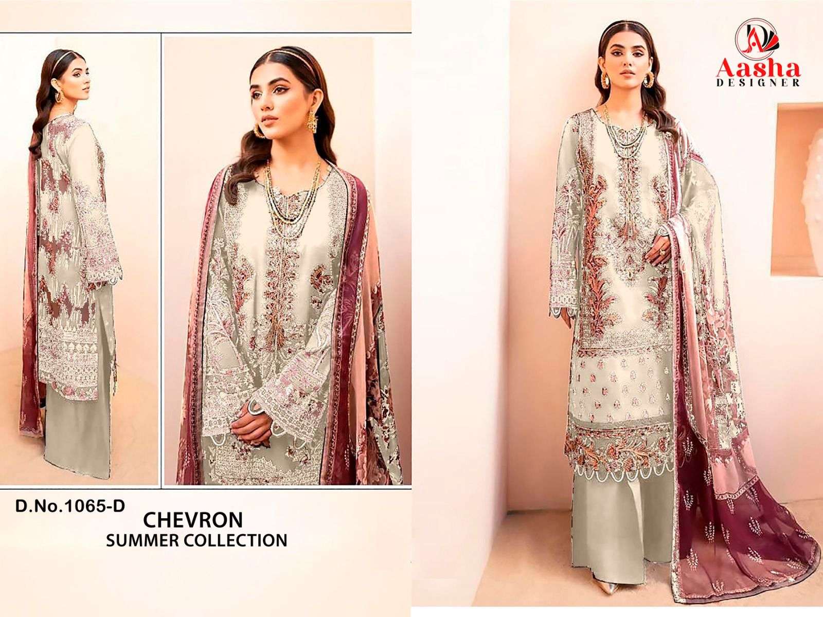 AASHA DESIGNER DESIGN NO - 1065 BCD PURE COTTON PRINT SELF EMBROIDERED SALWAR SUIT