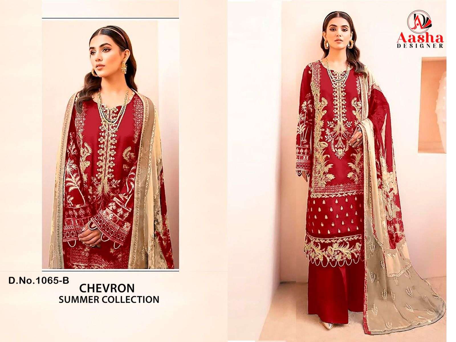 AASHA DESIGNER DESIGN NO - 1065 BCD PURE COTTON PRINT SELF EMBROIDERED SALWAR SUIT