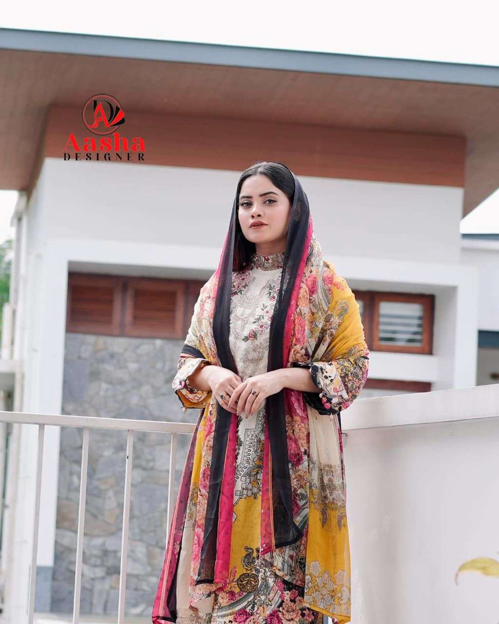 AASHA DESIGNER DESIGN NO - 1080 PURE COTTON PRINT WITH EXCLUSIVE PATCH EMBROIDERY SALWAR SUIT