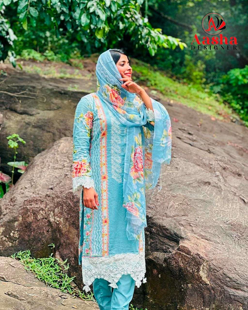 AASHA DESIGNER DESIGN NO - 1126 ABCD HEAVY EMBROIDERED PARTY WEAR SUIT