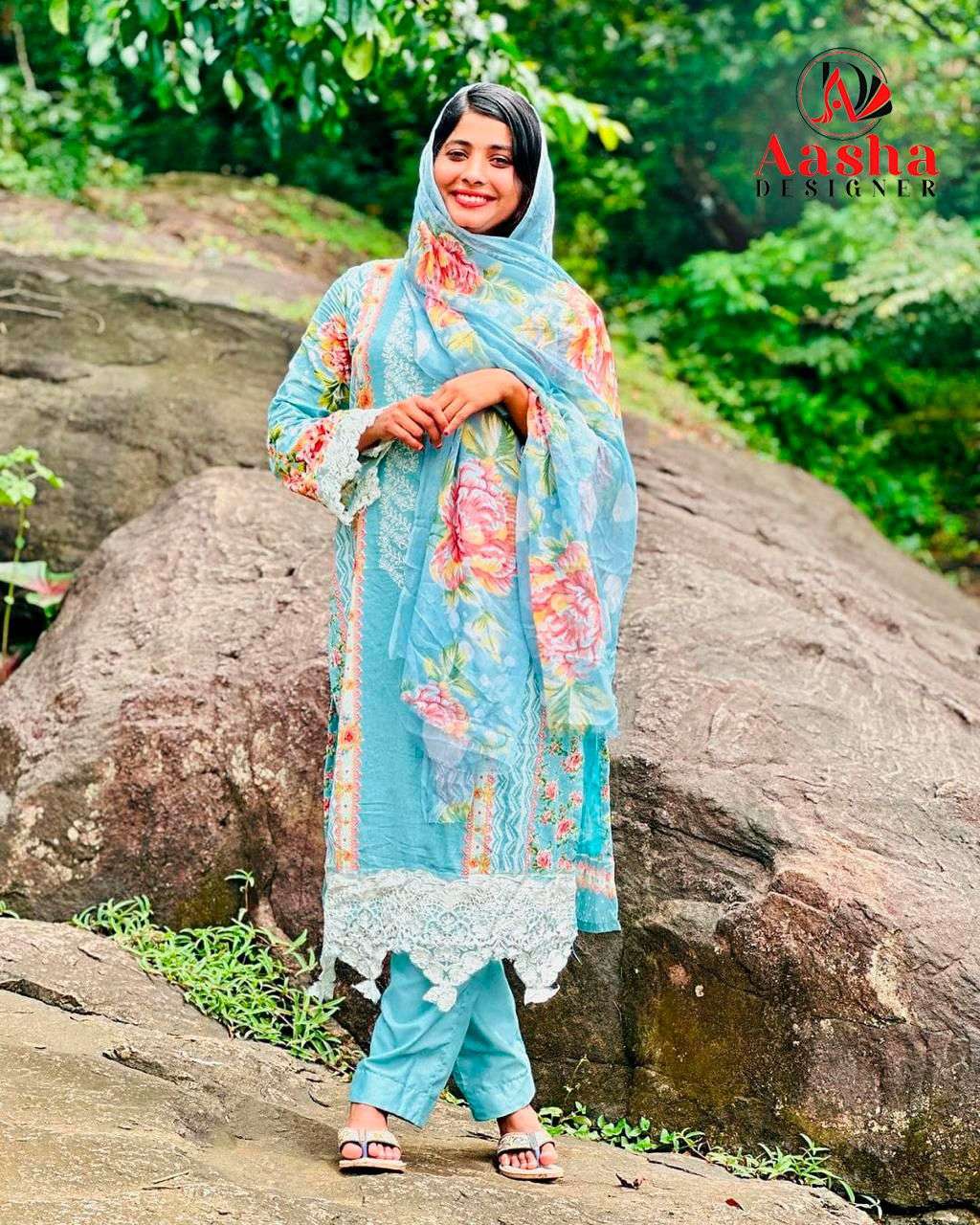 AASHA DESIGNER DESIGN NO - 1126 ABCD HEAVY EMBROIDERED PARTY WEAR SUIT