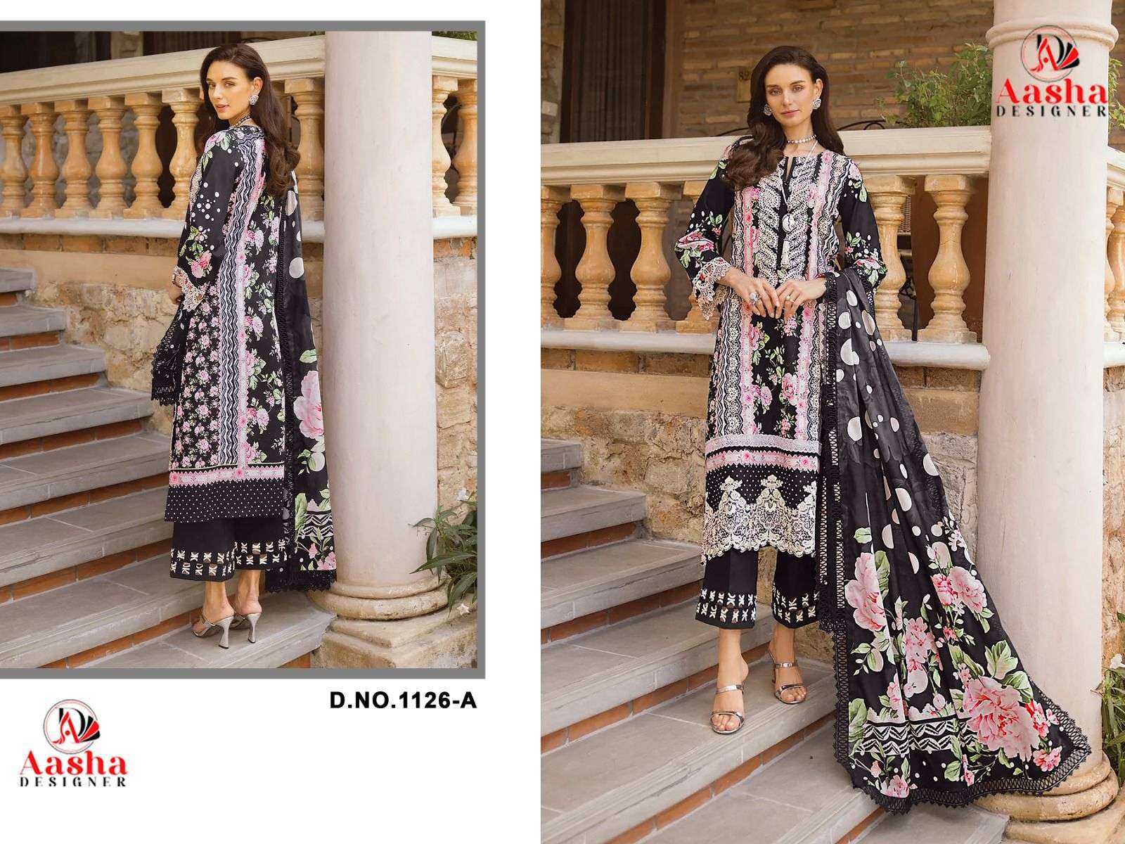 AASHA DESIGNER DESIGN NO - 1126 ABCD HEAVY EMBROIDERED PARTY WEAR SUIT