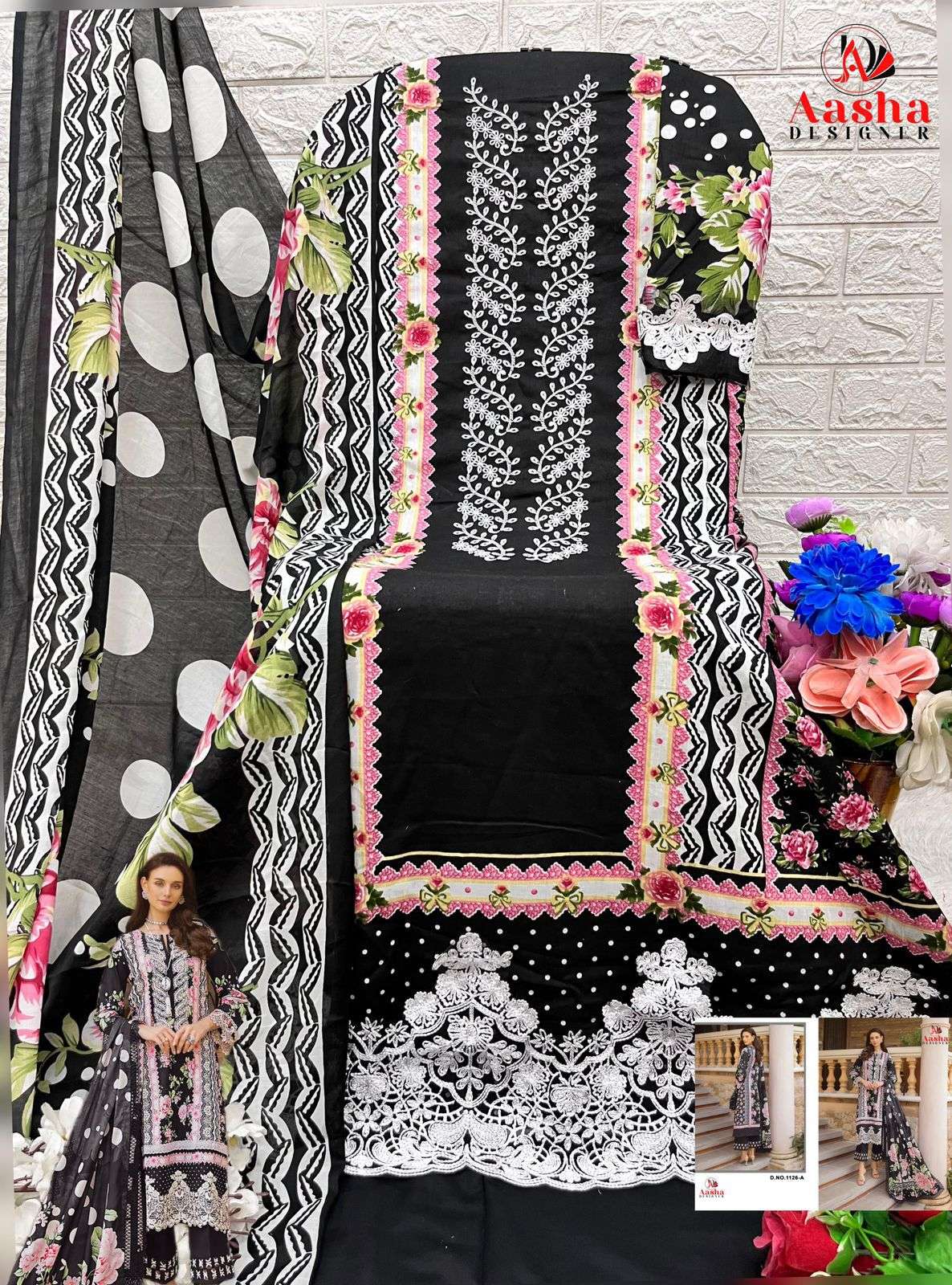 AASHA DESIGNER DESIGN NO - 1126 ABCD HEAVY EMBROIDERED PARTY WEAR SUIT