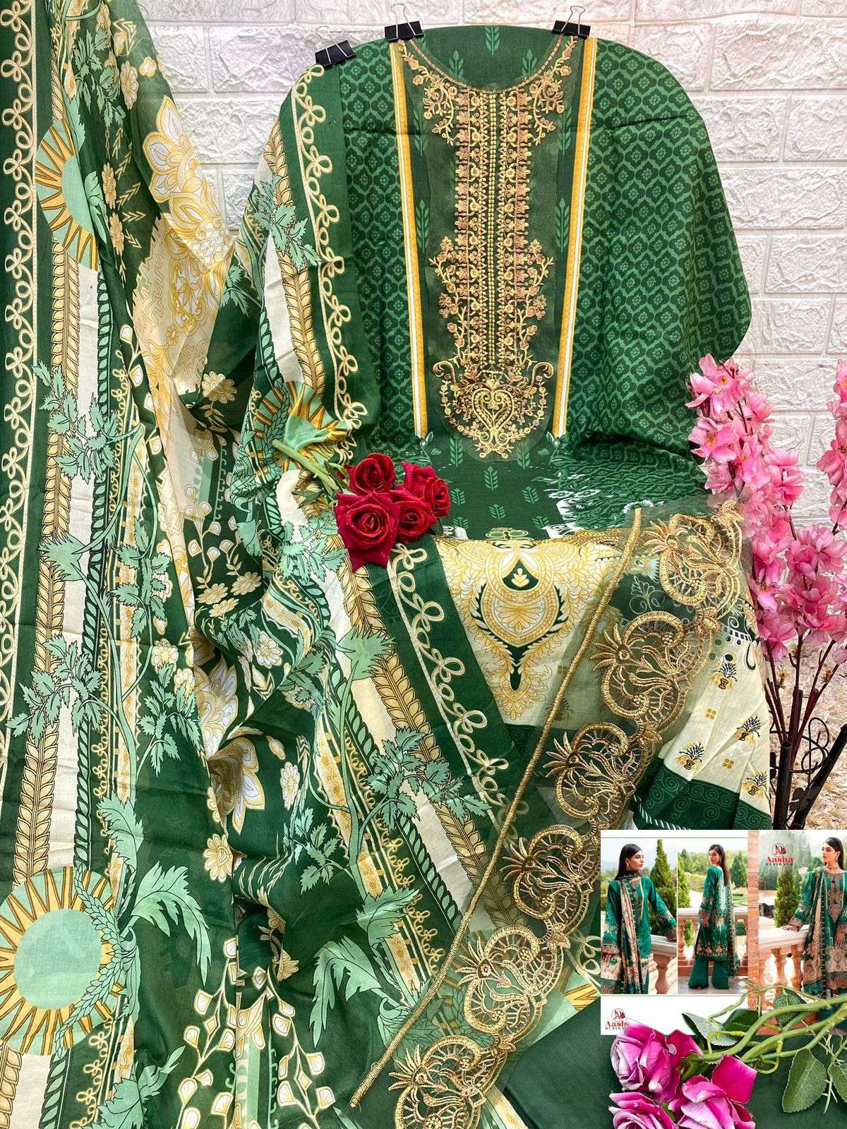 AASHA DESIGNER DESIGN NO - 1128 PURE COTTON PRINT WITH EXCLUSIVE PATCH EMBROIDERY SALWAR SUIT