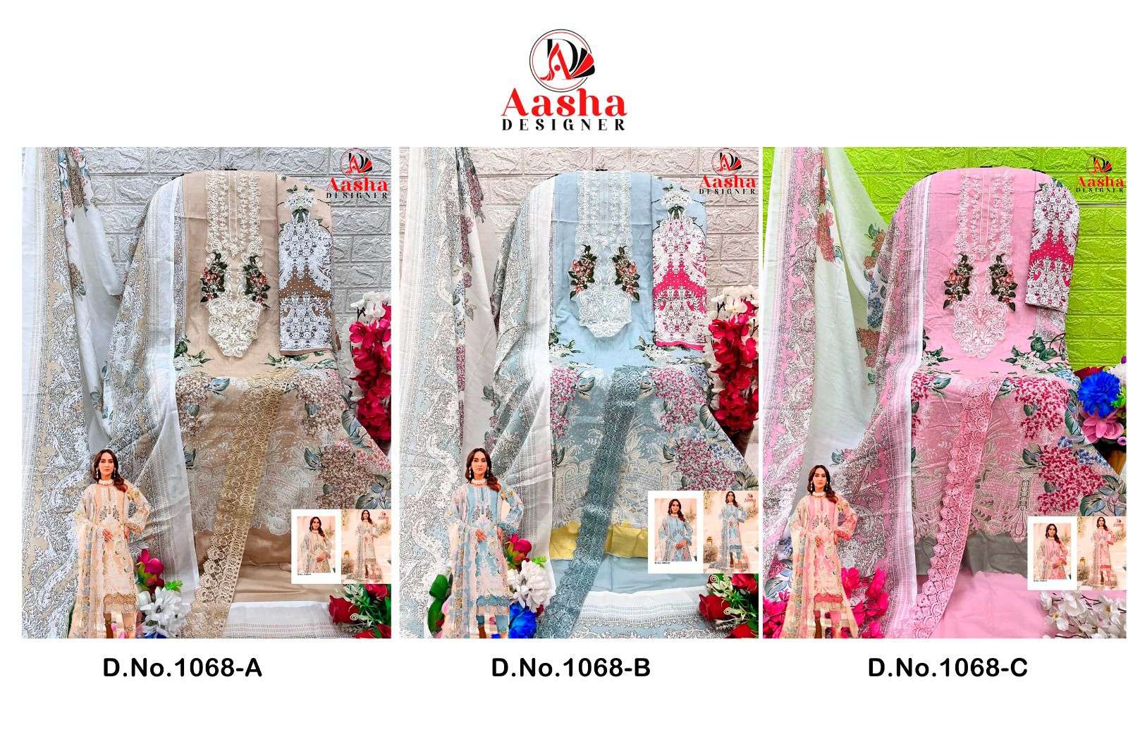 AASHA DESIGNER NEEDLE WONDER LAWN COLLECTION VOL 7 COTTON SUIT
