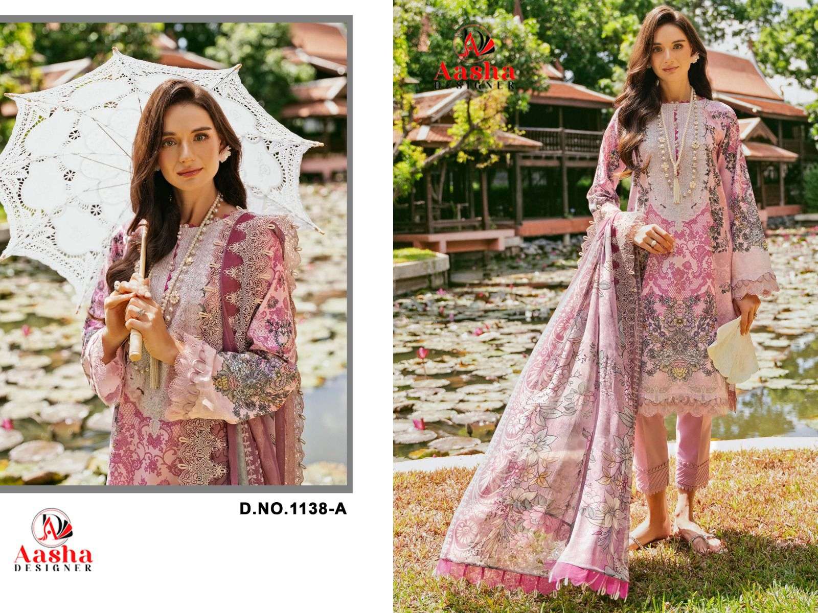 AASHA DESIGNER  NEEDLE WONDER VOL-9  DESIGN NO -1138-AB PURE COTTON PRINT HEAVY EMBROIDERY SALWAR SUIT